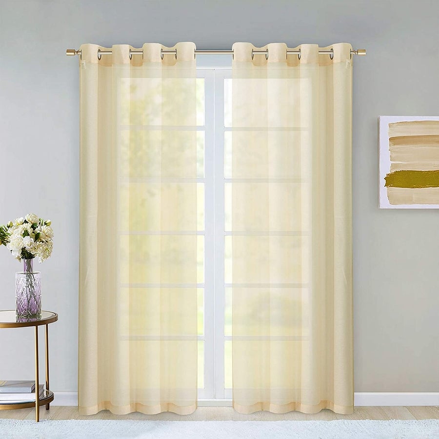 Dainty Home Malibu Extra Wide Curtains Solid Sheer Window Curtain Panel Pair