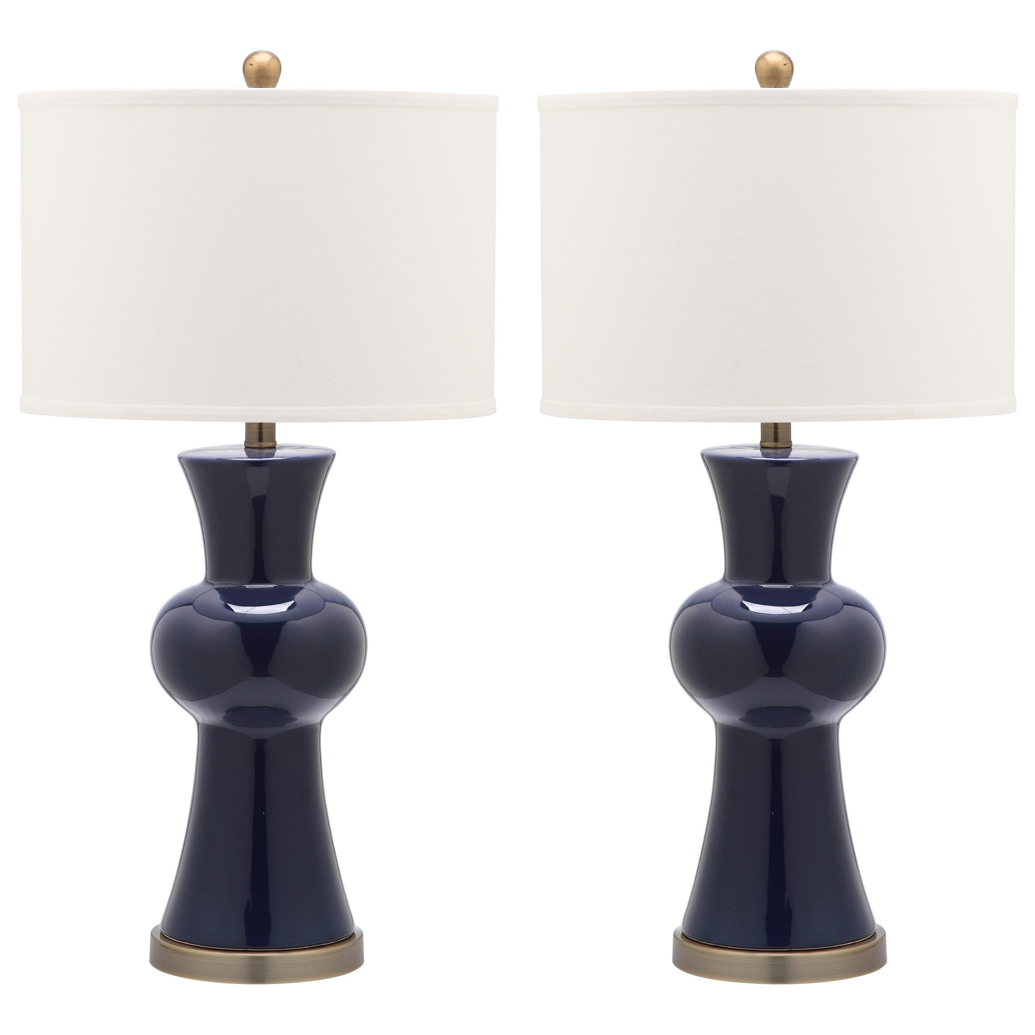 SAFAVIEH Lighting Misti 30 Inch Navy Column Lamp (Set of 2)