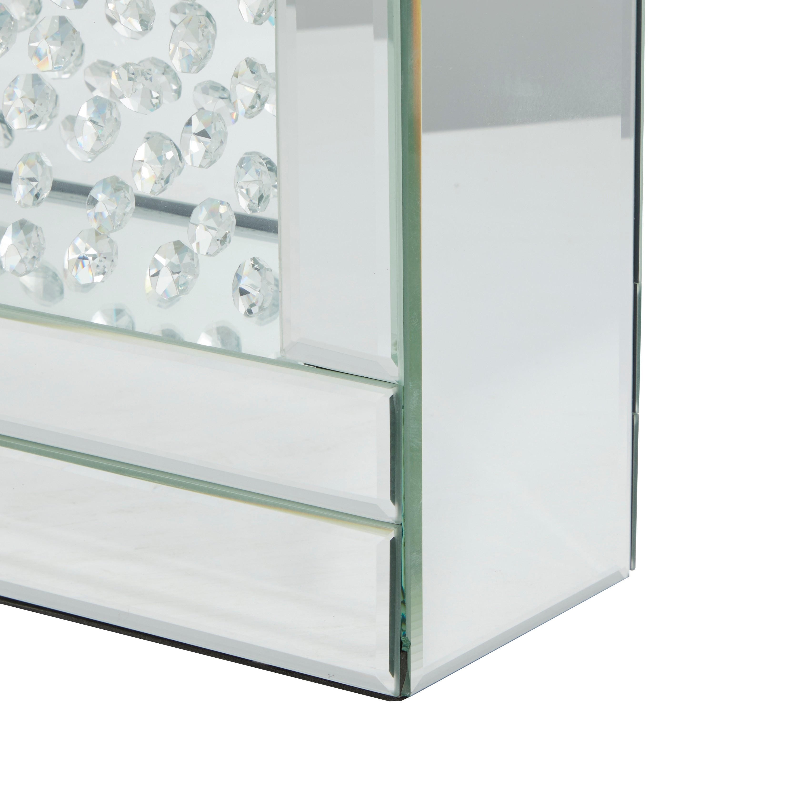 Glass Pillar Candle Holder with Floating Crystals