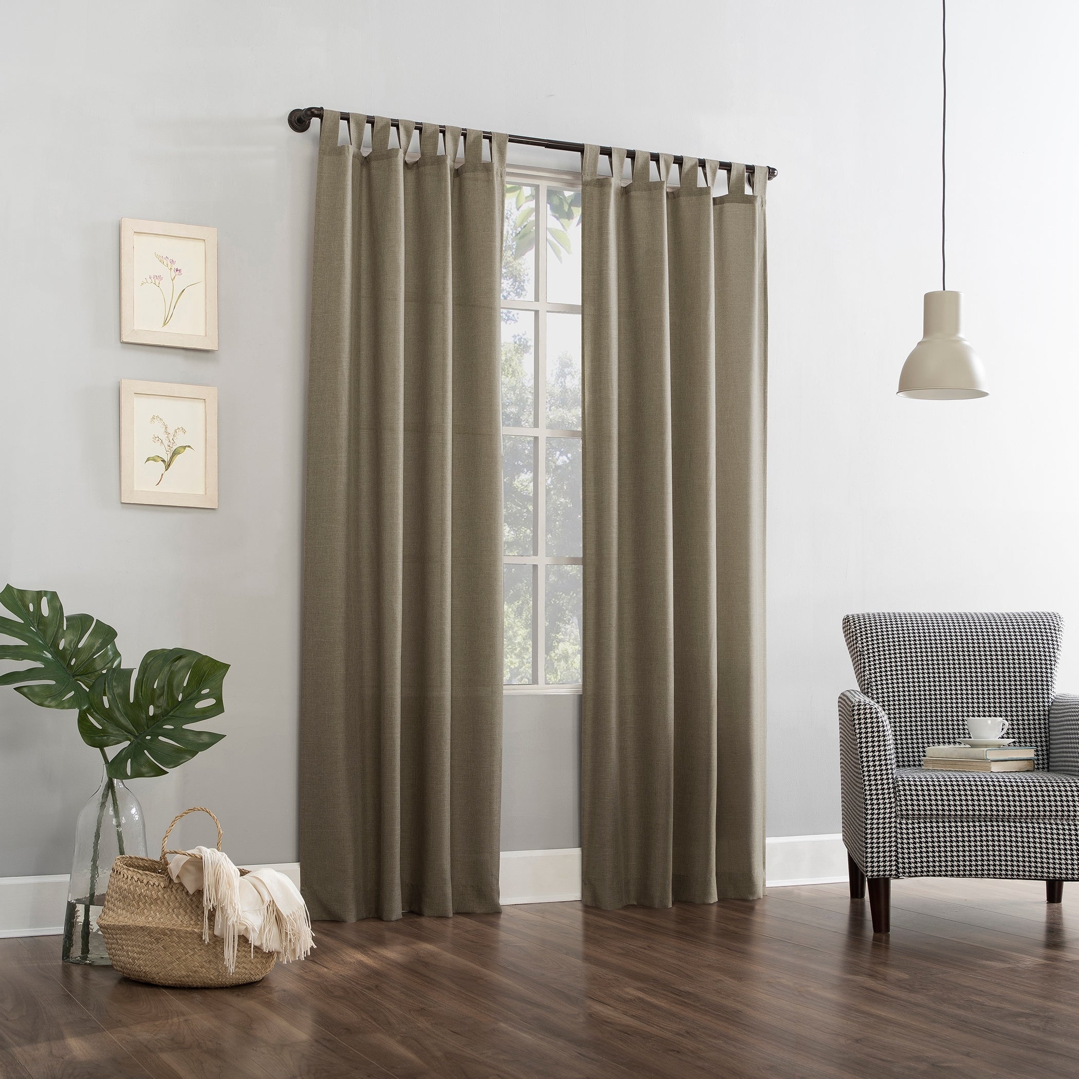 No. 918 Jacob Heathered Texture Semi-Sheer Tab Top Curtain Panel, Single Panel