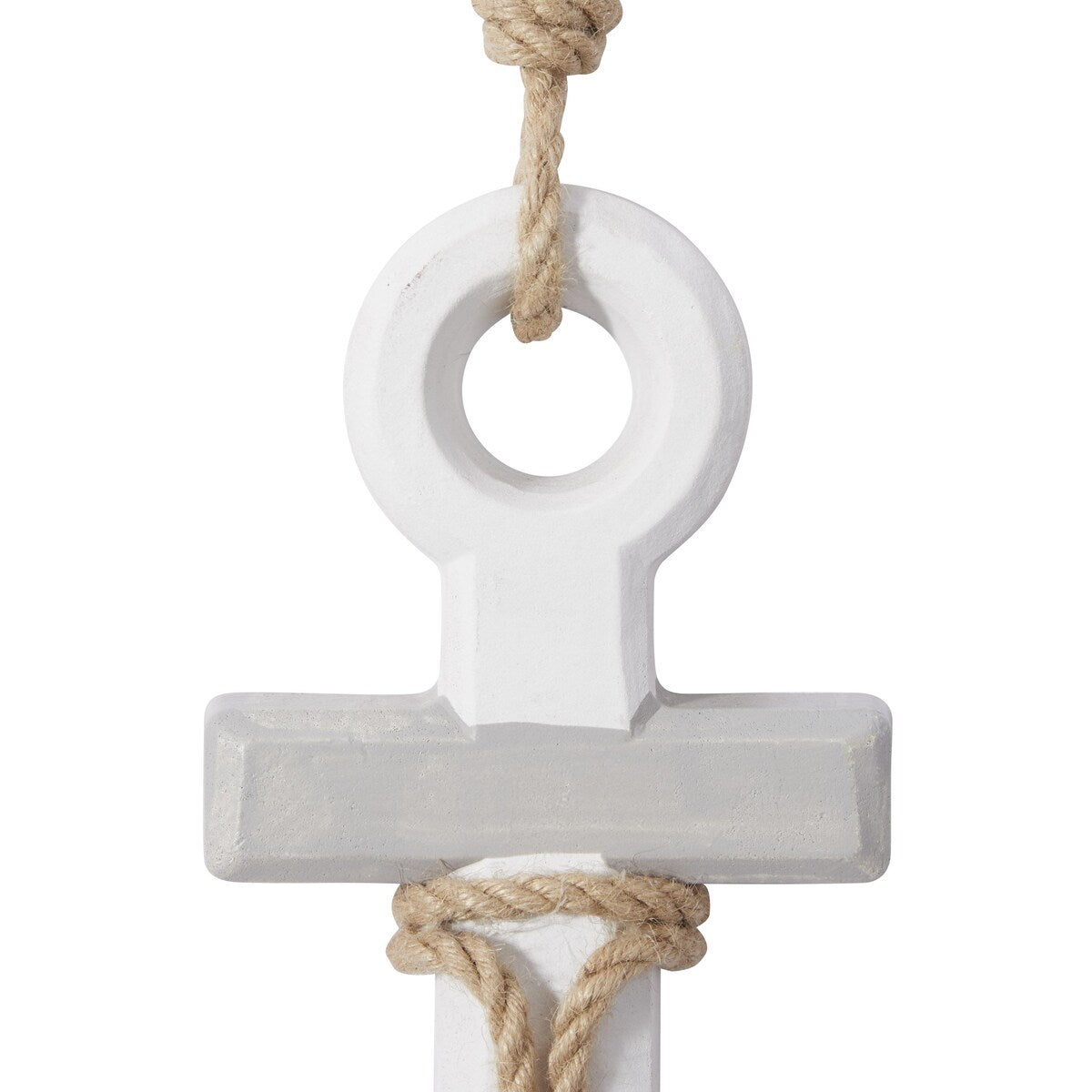 Wooden Anchor Home Wall Decor with Hanging Rope - White - Roche River Decor