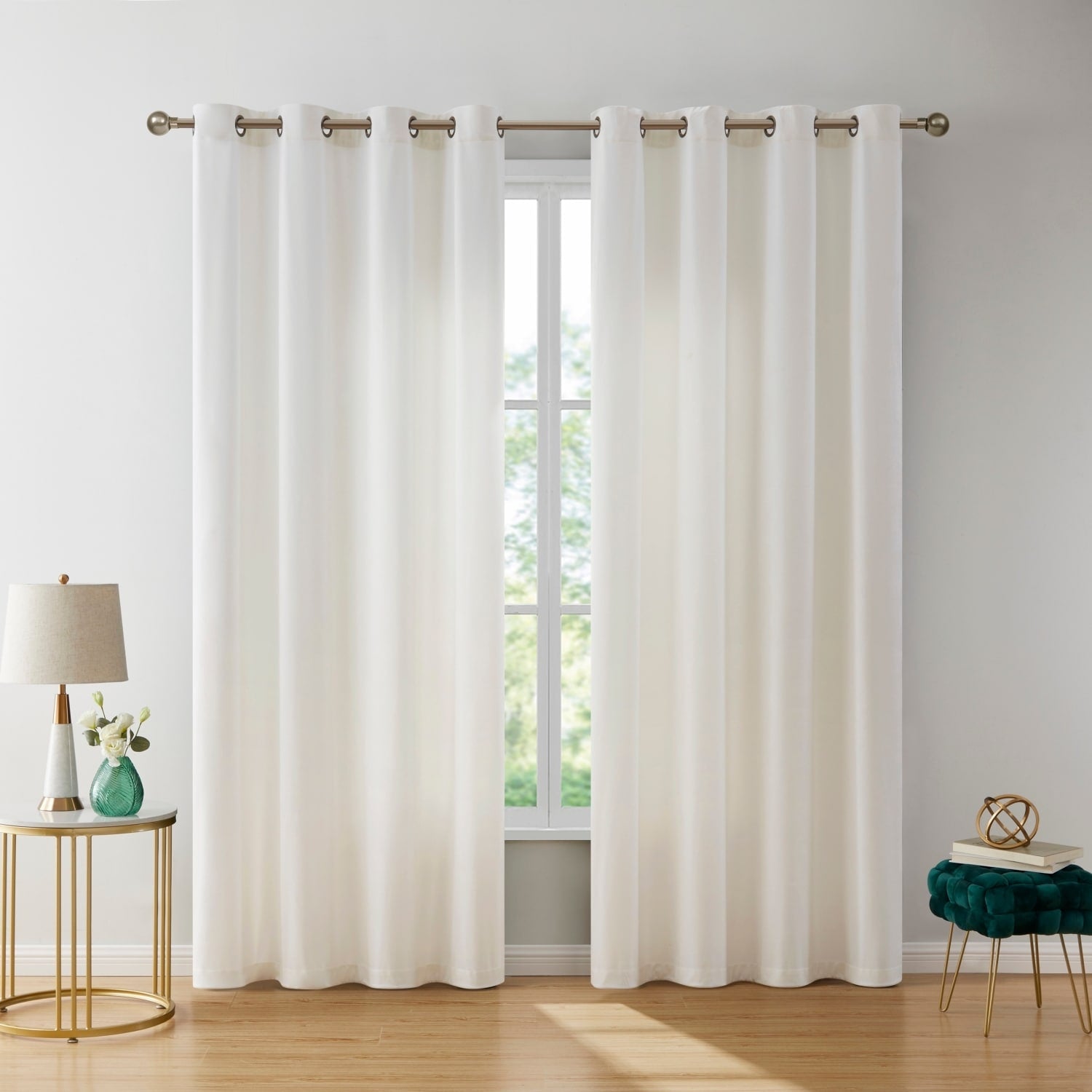 HLC.me Sawyer Premium Luxurious Lush Velvet Soft Light Filtering Grommet Window Curtains - Set of 2