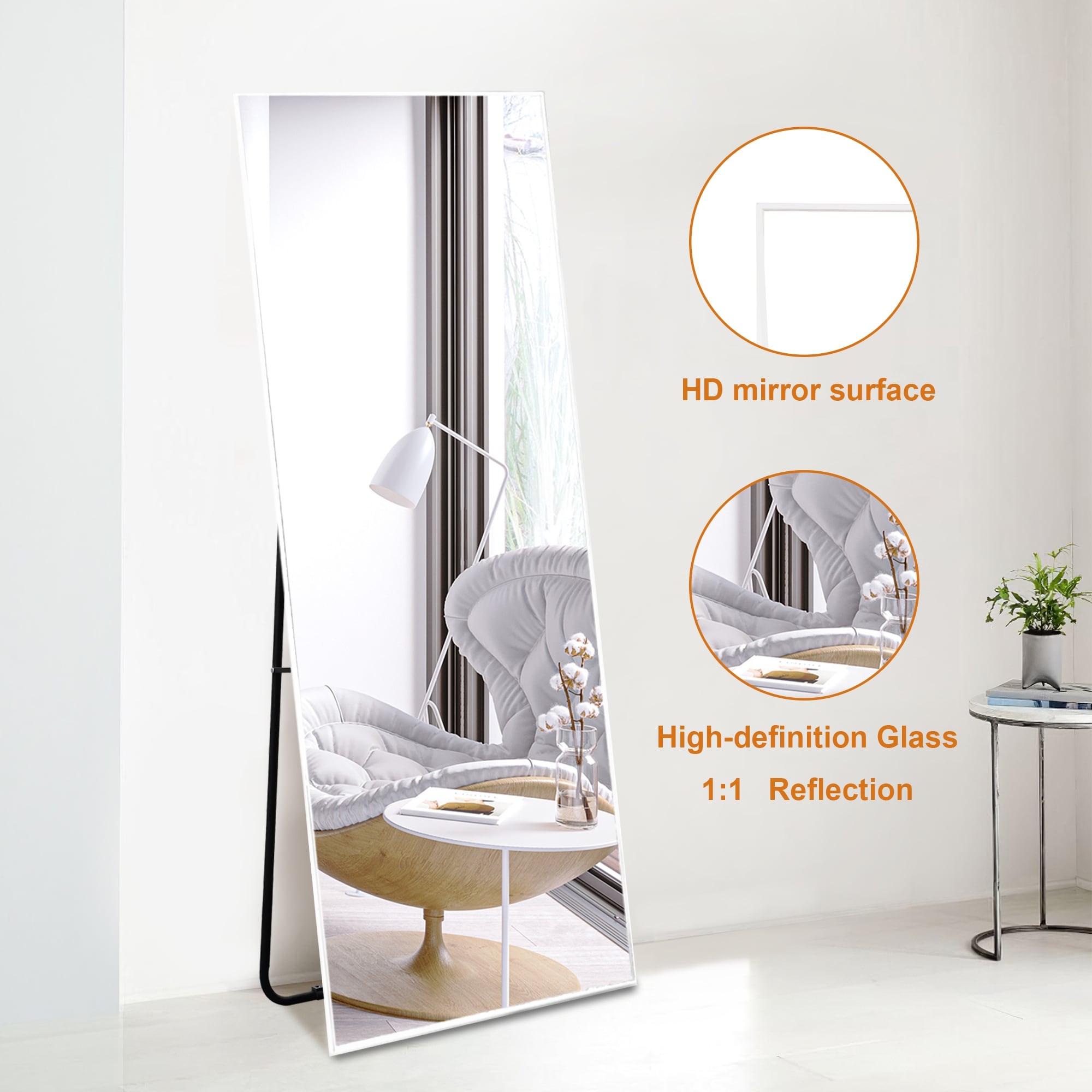 Modern Aluminum Alloy Full Length Floor Leaning Mirror