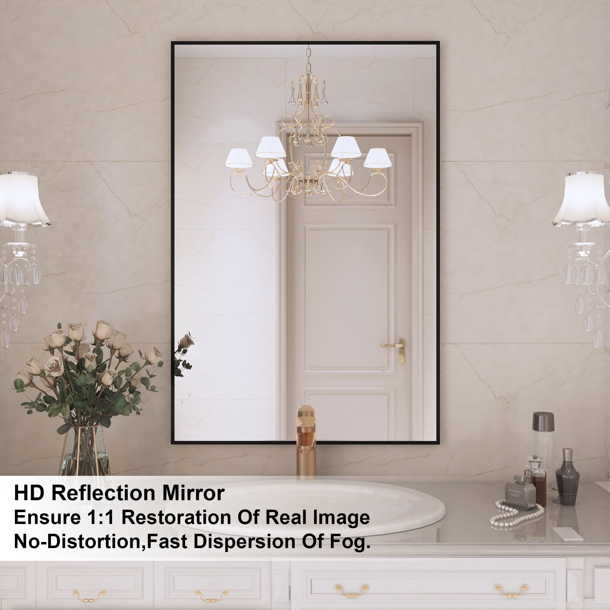 Aluminum Alloy Framed Wall Mounted Bathroom Vanity Accent Mirror in