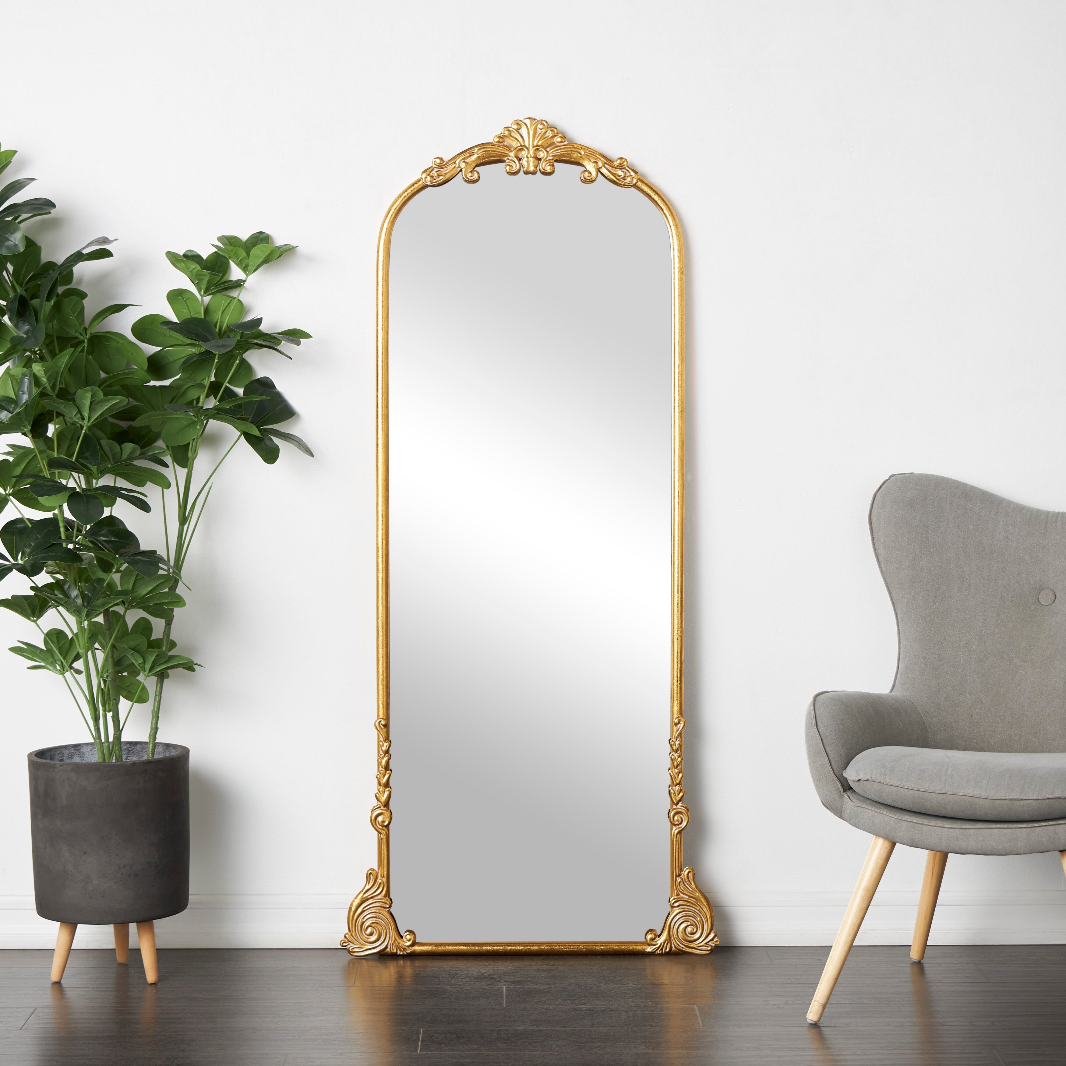 Metal Scroll Ornate Baroque Floor or Wall Mirror - Gold - Various Sizes and Shapes - Roche River Decor