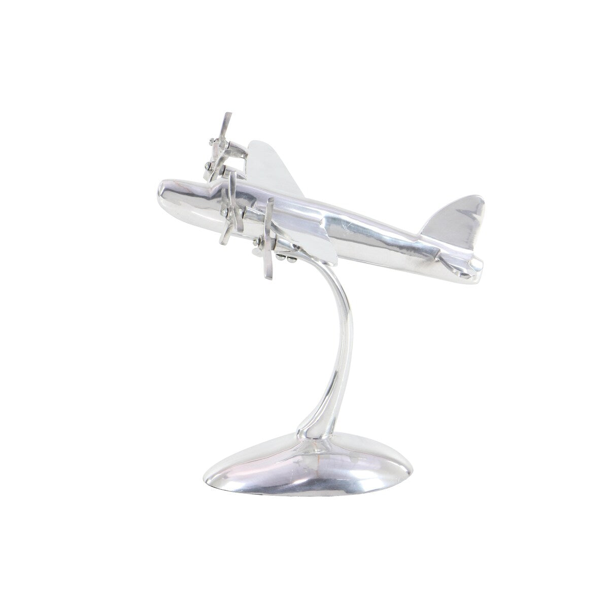 Aluminum Metal Airplane Decorative Sculpture - Silver - Roche River Decor