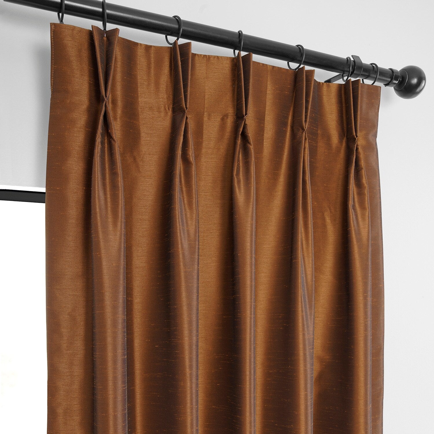 Exclusive Fabrics Solid Vintage Textured Faux Dupioni Silk Pleated Blackout Curtain (1 Panel)