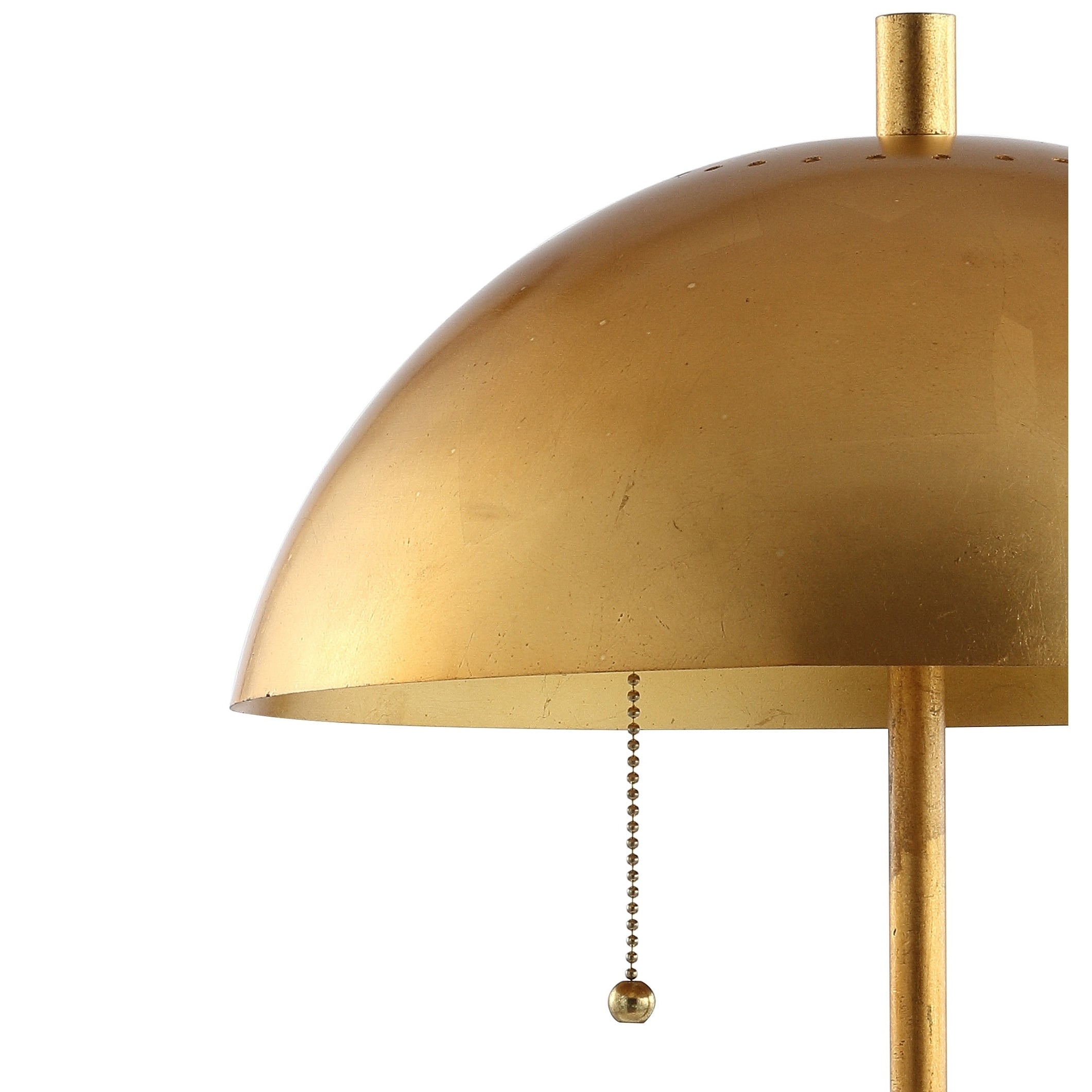 Jennifer 20.7 Dome Metal with Marble Base LED Table Lamp, Gold/White by JONATHAN Y