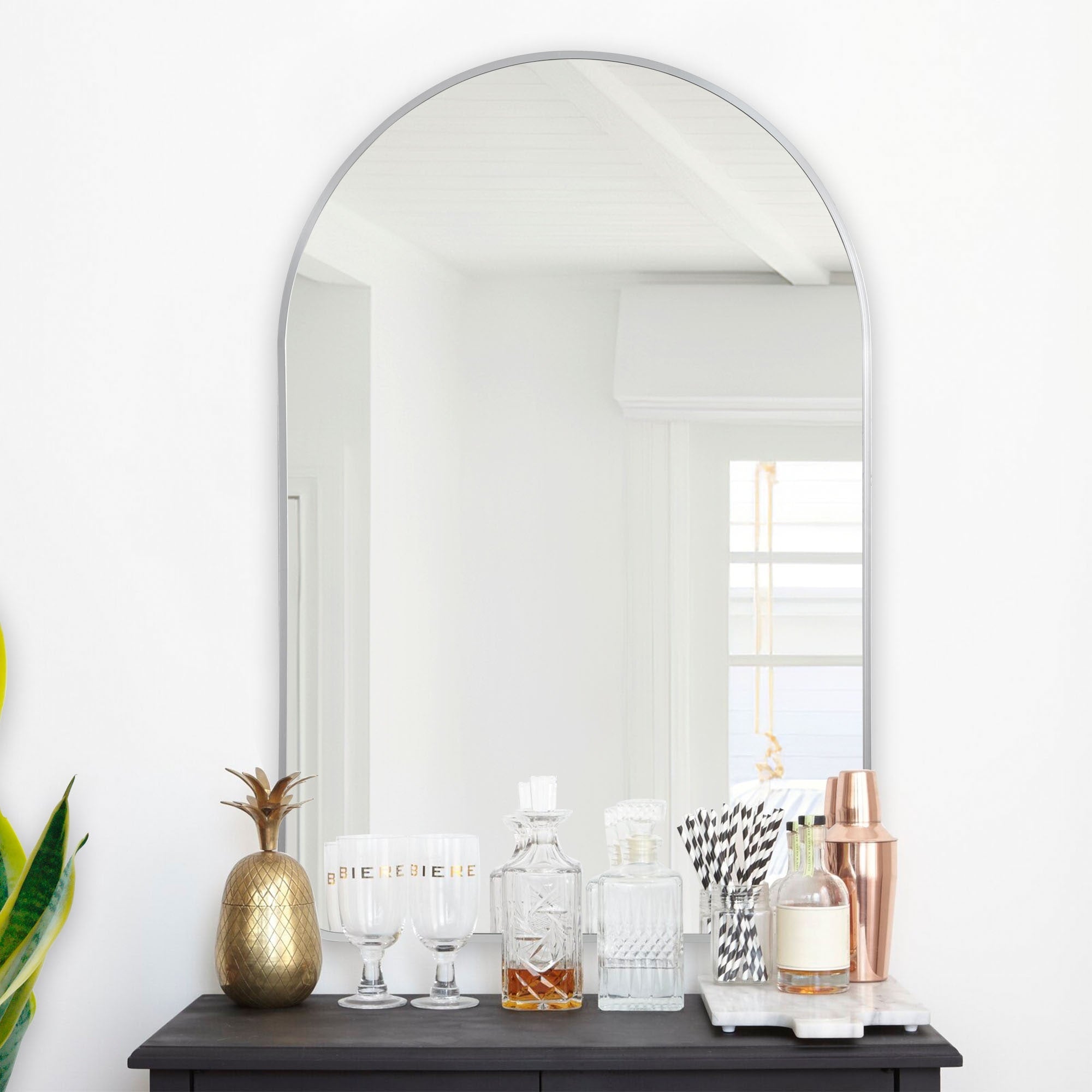 Arched Metal Full-length Standing Floor Mirror