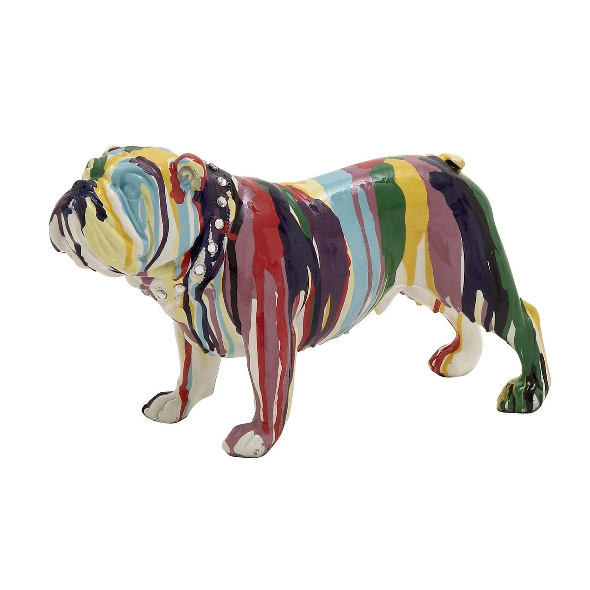 Polystone Bulldog Graffiti Decorative Sculpture - Multi Colored - The Novogratz