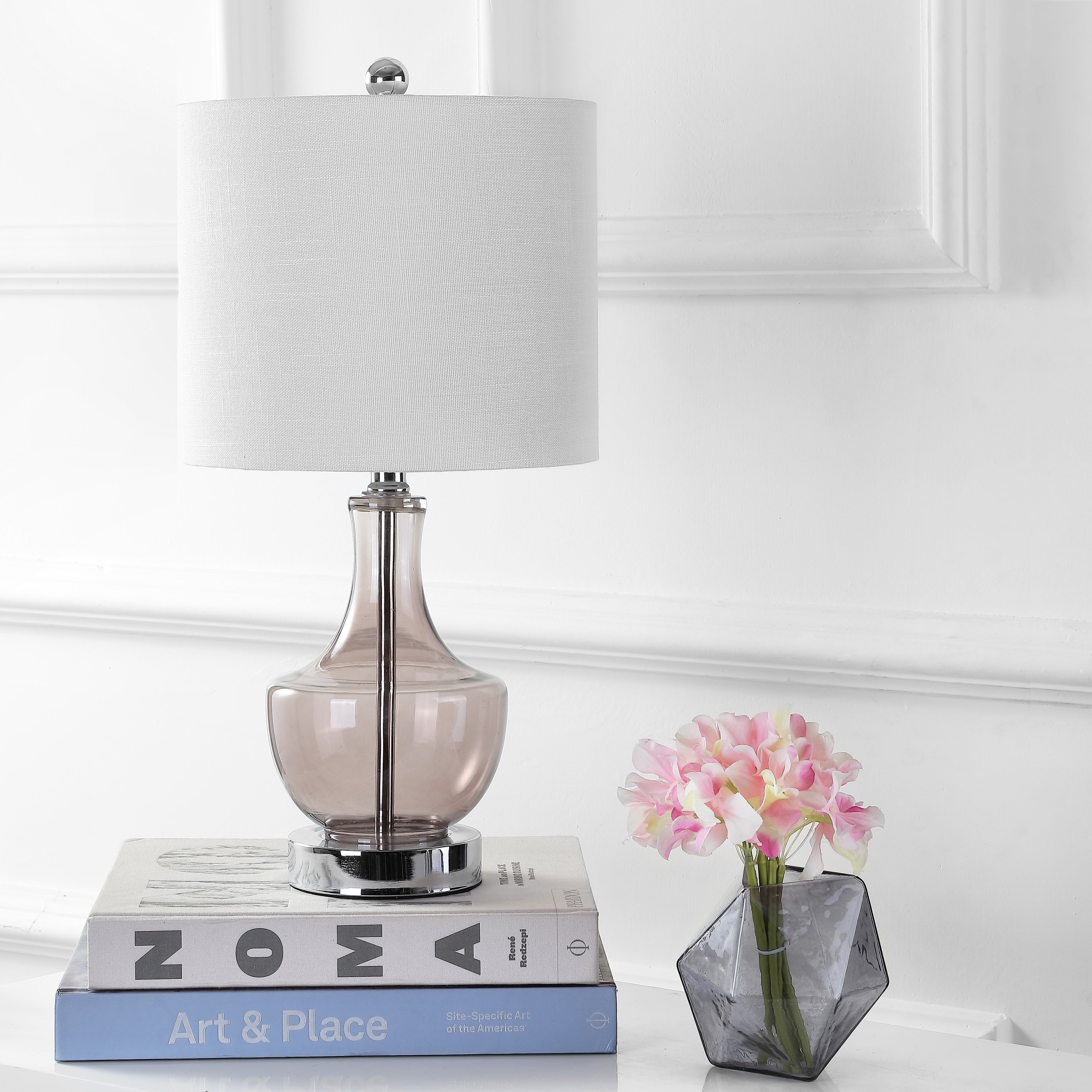 Colette 20 Mini Glass LED Table Lamp, Silver by JONATHAN Y