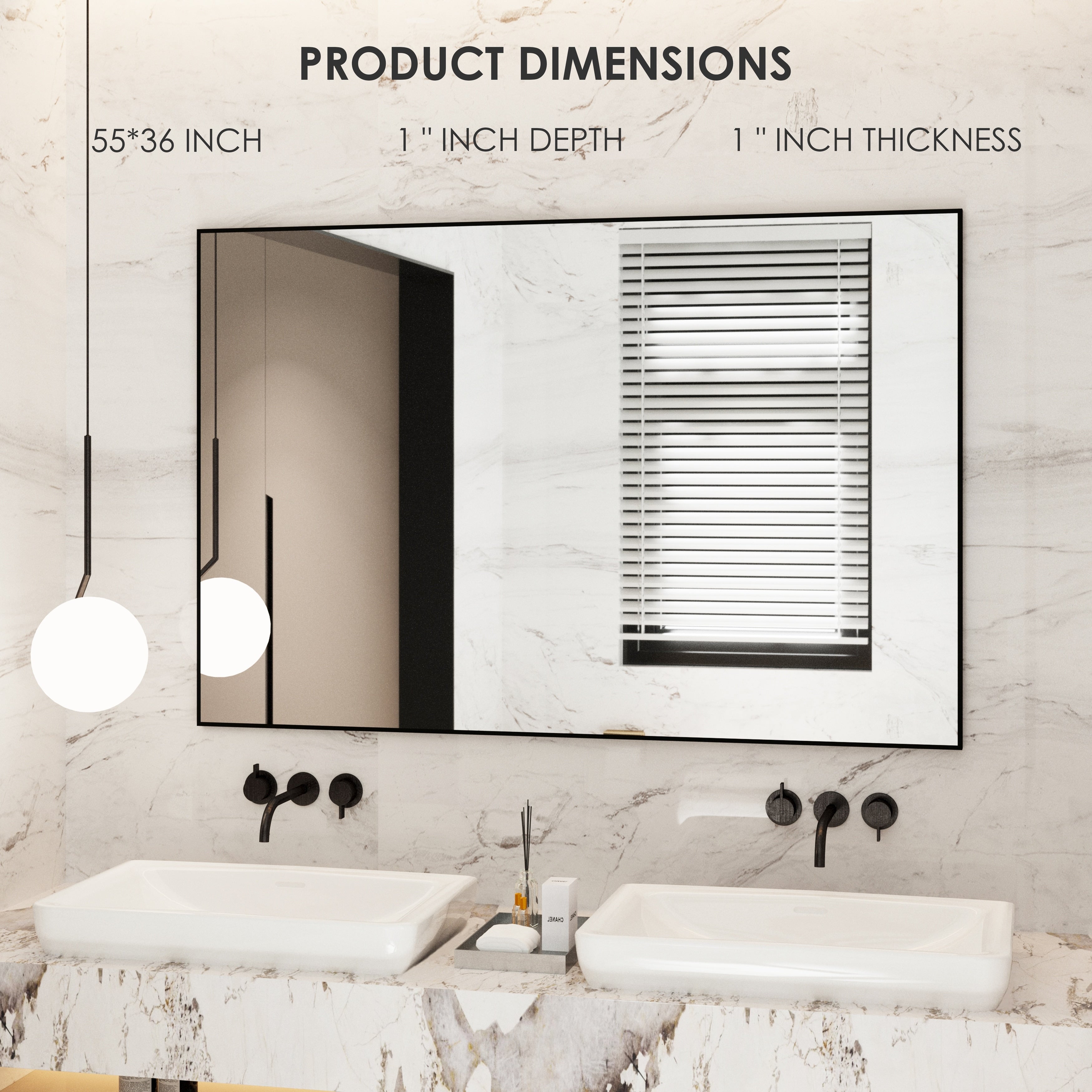 Aluminum Alloy Framed Wall Mounted Bathroom Vanity Accent Mirror in