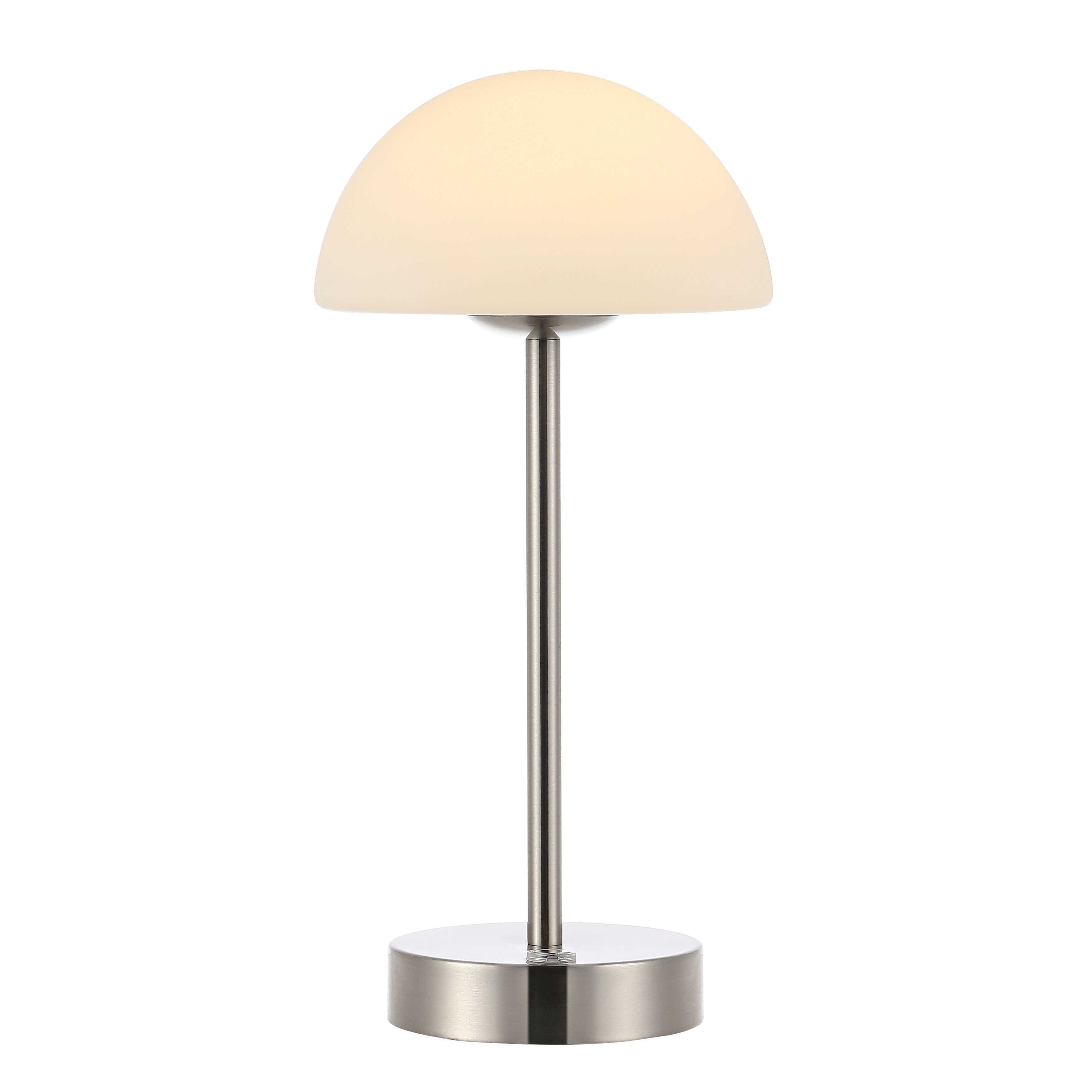 Carson 12.5 Modern Minimalist Iron Wireless Rechargeable Integrated LED Table Lamp, Nickel/White by JONATHAN Y