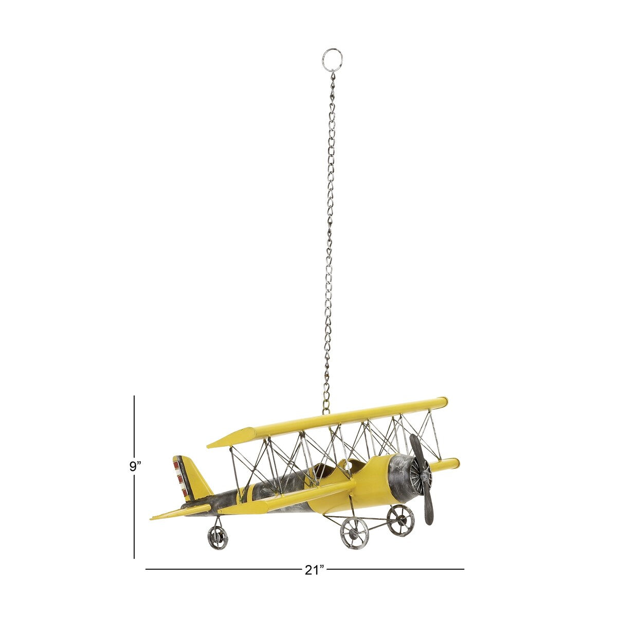 Metal Airplane Home Wall Decor with Chain Hanger - Yellow - Roche River Decor