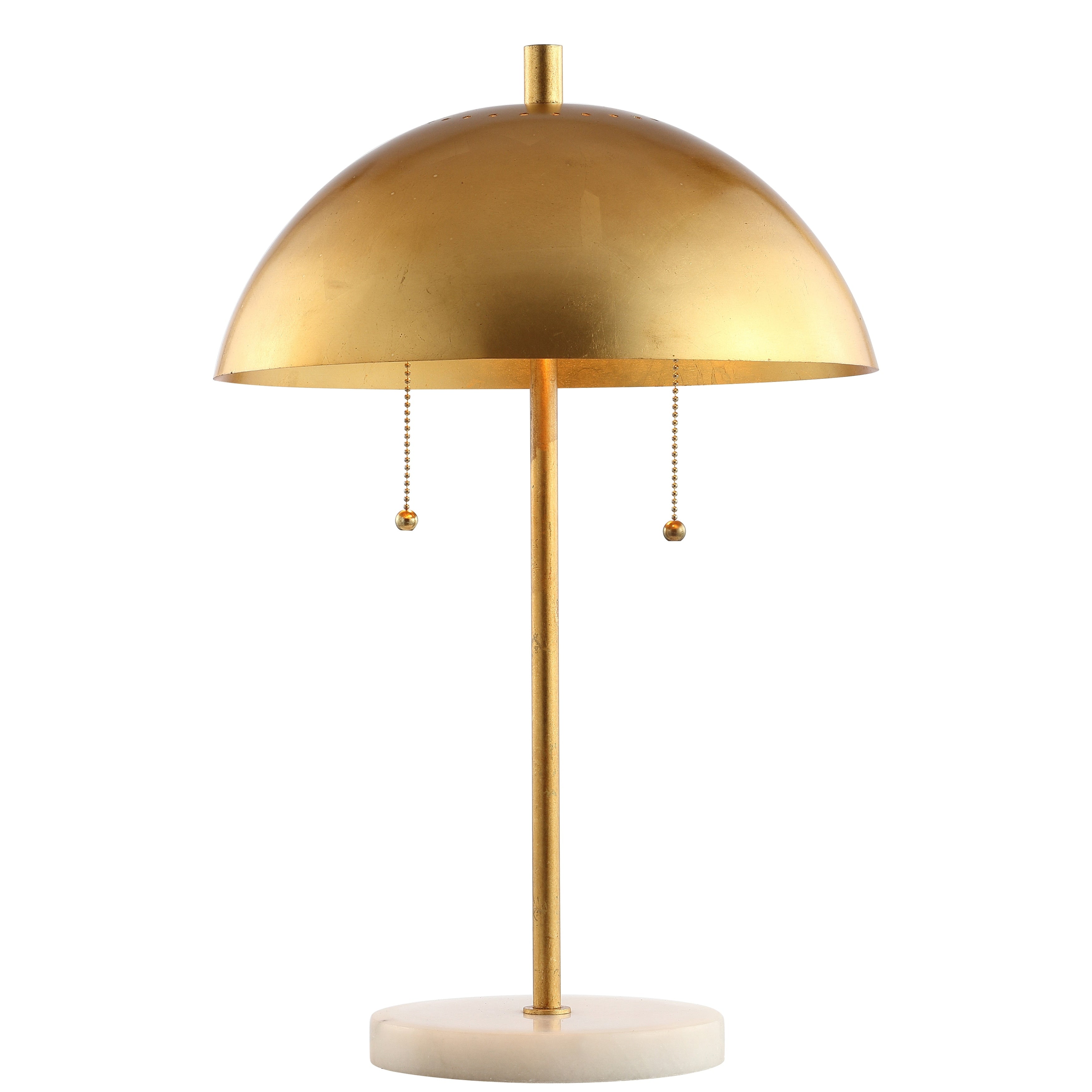 Jennifer 20.7 Dome Metal with Marble Base LED Table Lamp, Gold/White by JONATHAN Y