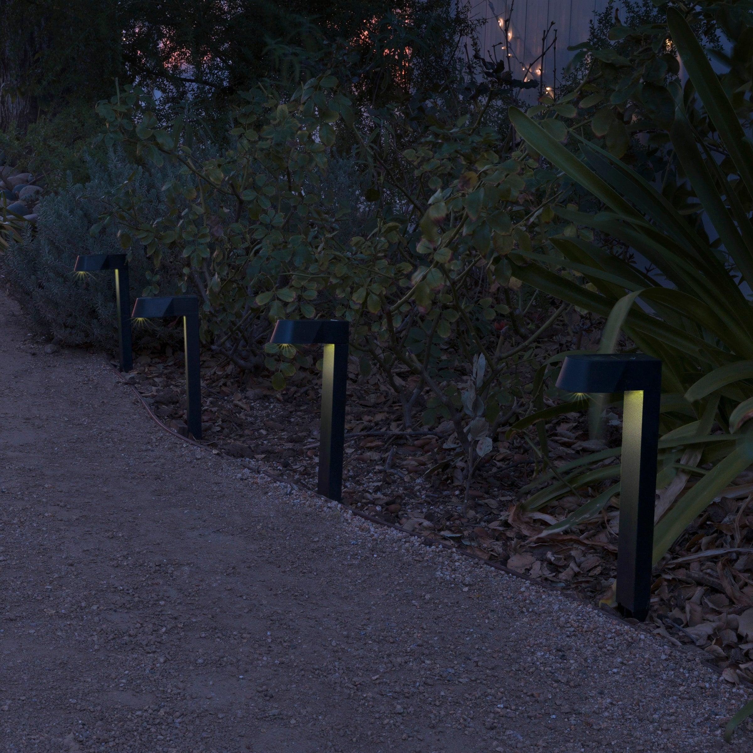 Alpine Corporation Solar-Powered Black Abstract Pathway Lights, 4-Piece