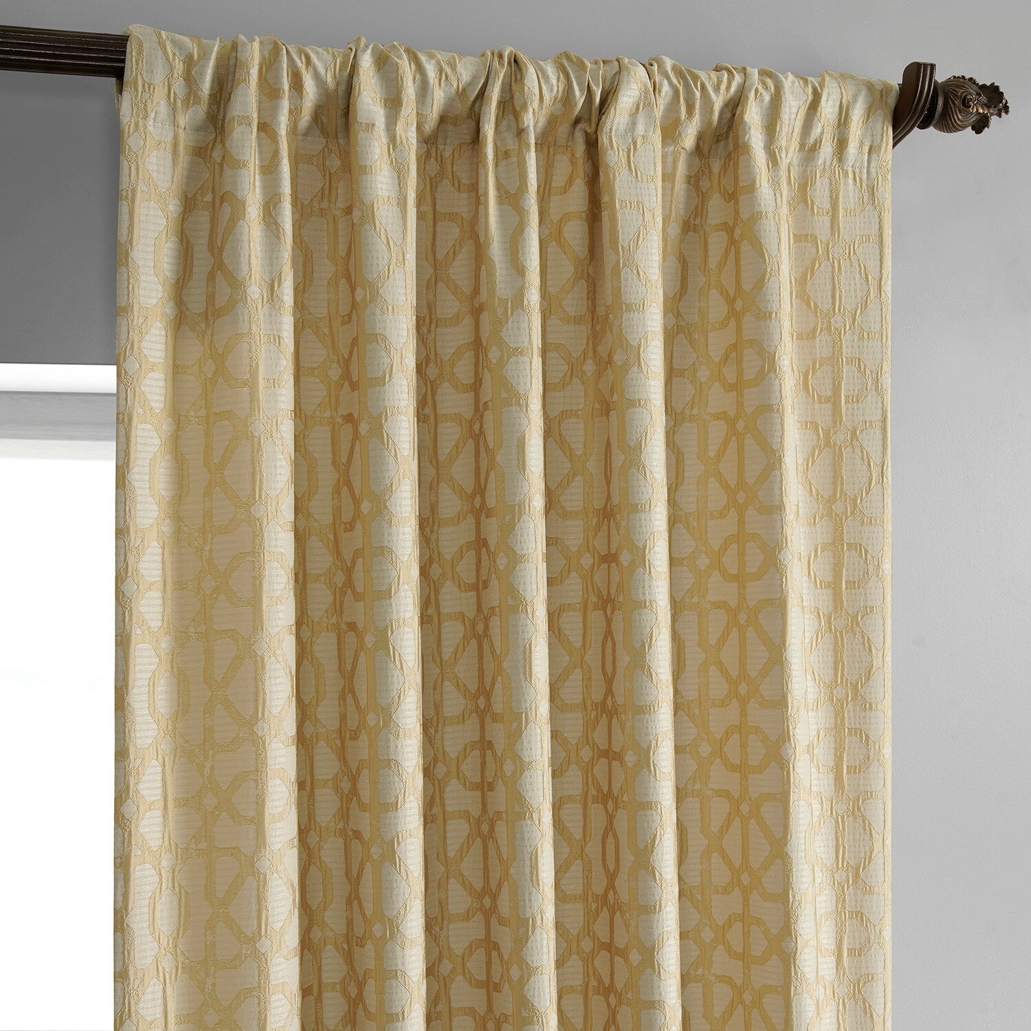 Exclusive Fabrics Jacquard Faux Silk Curtains - 1 Panel Room Darkening Curtain