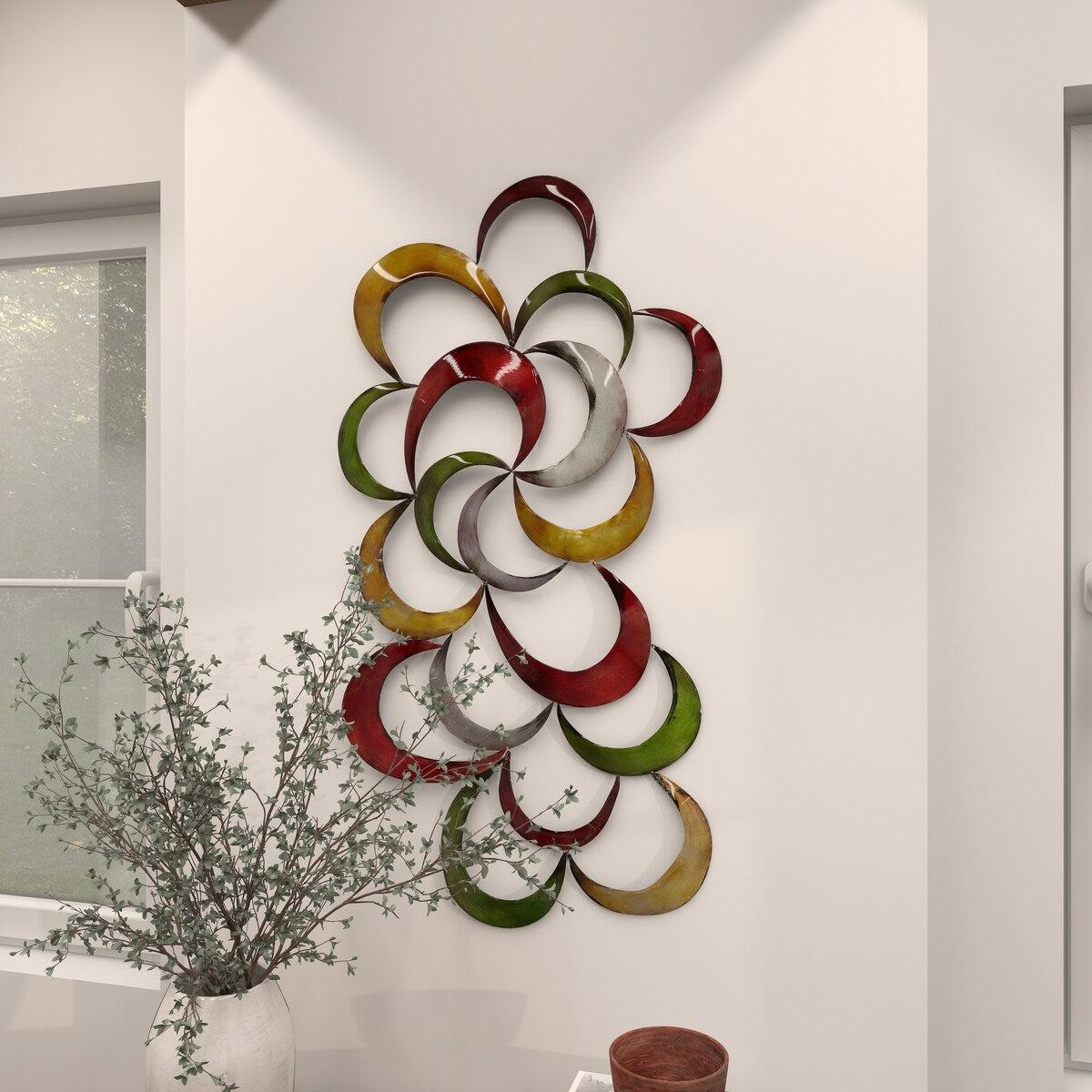 Metal Abstract Scalloped Home Wall Decor - Multi Colored - Roche River Decor