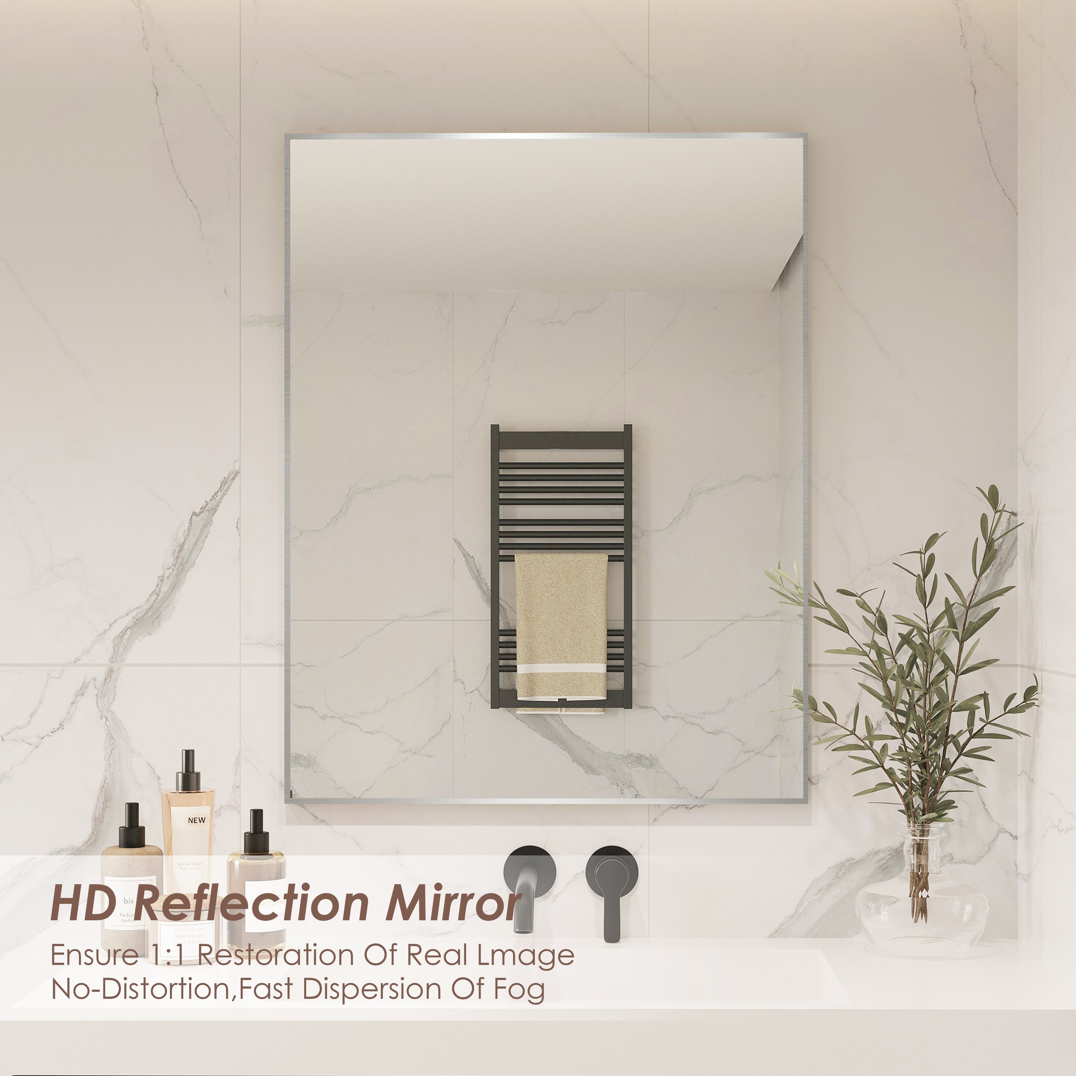 Aluminum Alloy Framed Wall Mounted Bathroom Vanity Accent Mirror in