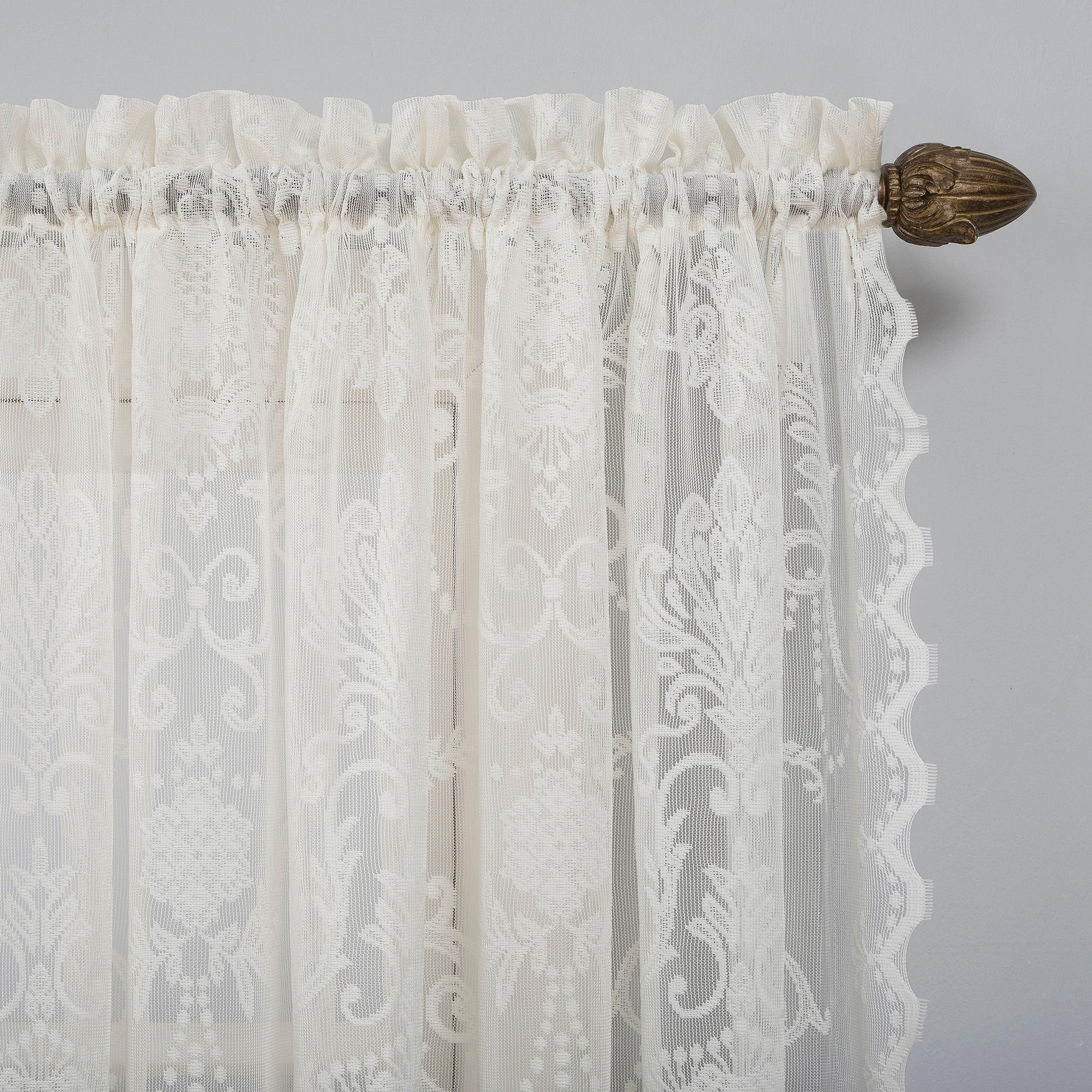 No. 918 Ariella Floral Lace Sheer Rod Pocket 1-Piece Curtain Panel, Single Panel