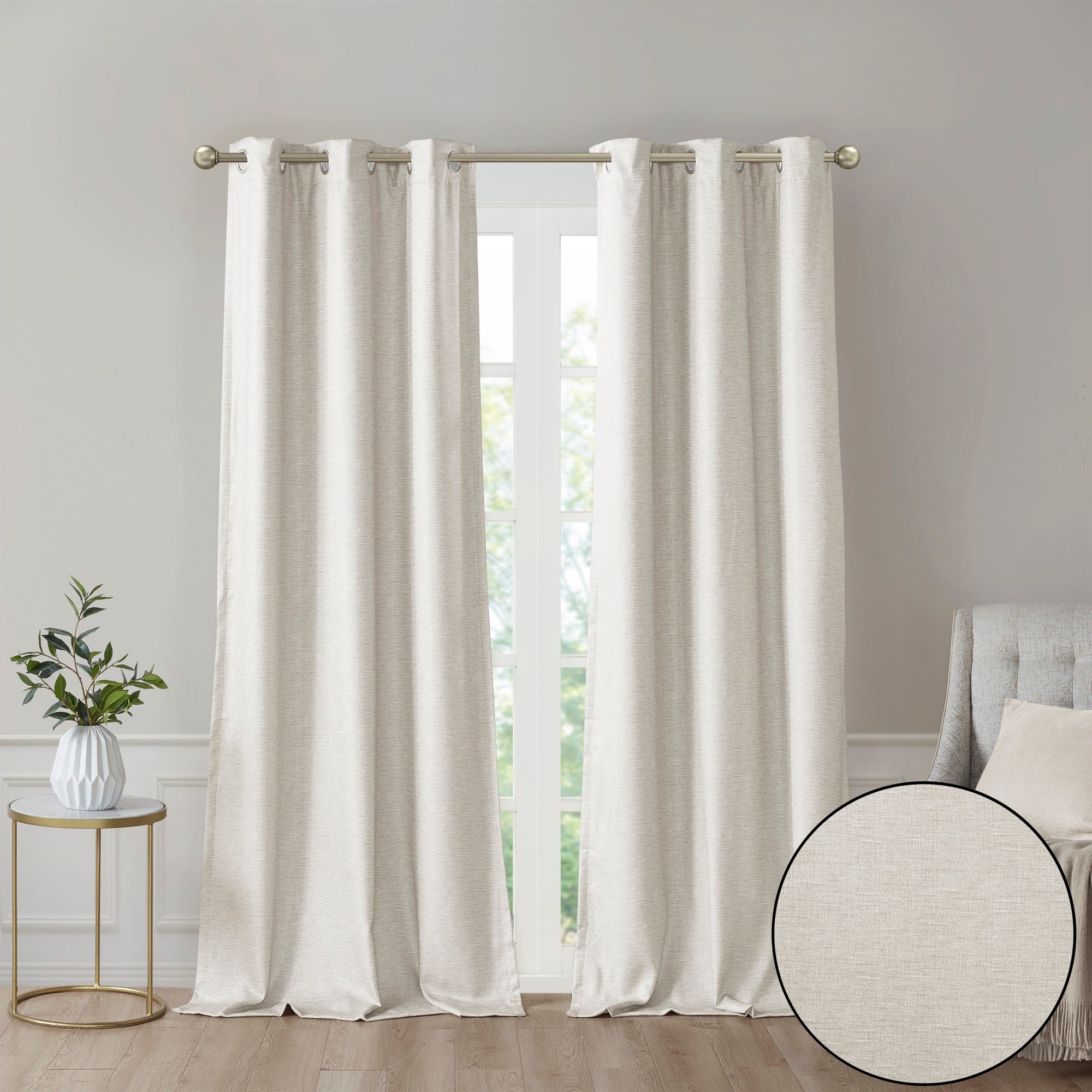 SunSmart Leighton Tonal Printed Faux Silk Total Blackout Curtain Panel Pair