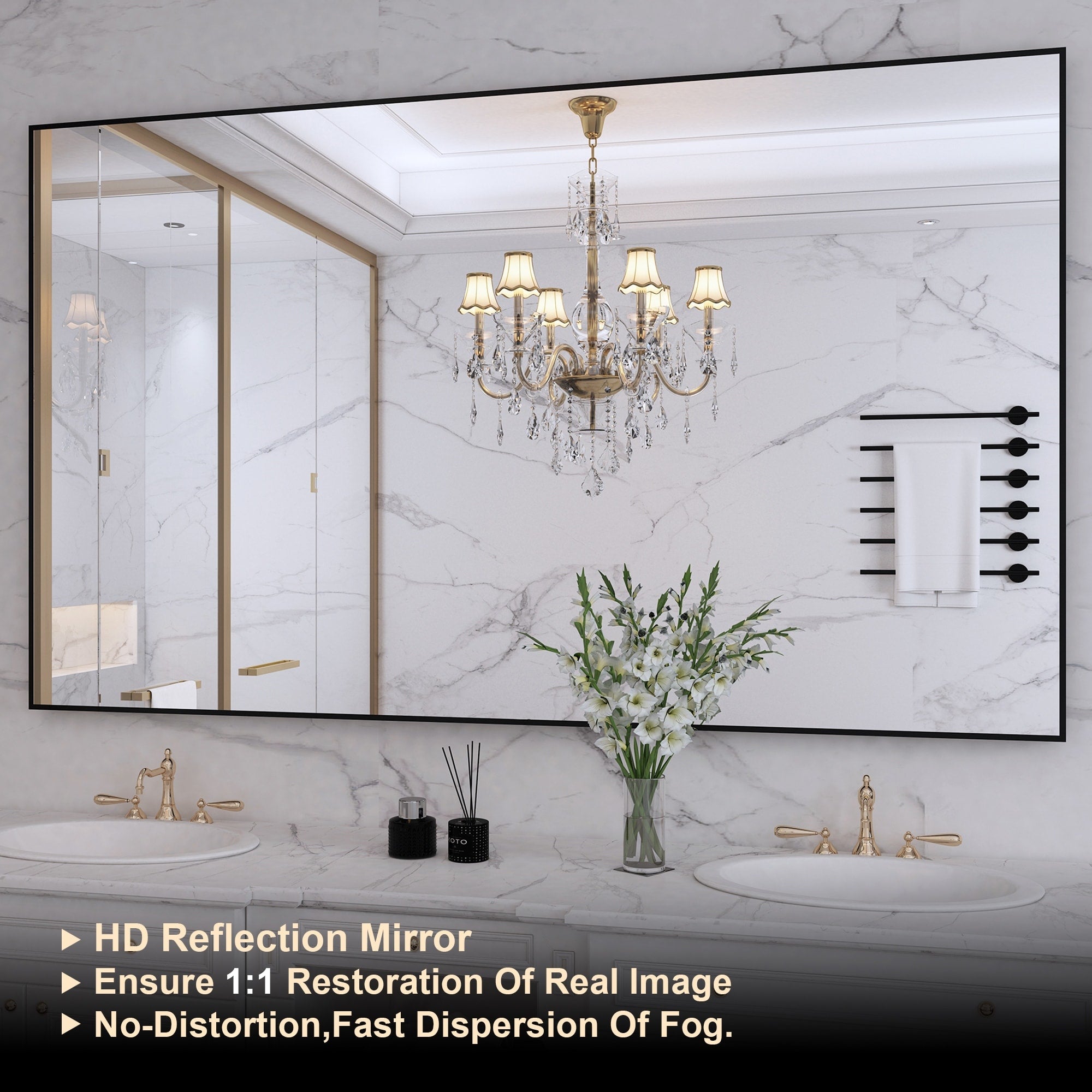 Aluminum Alloy Framed Wall Mounted Bathroom Vanity Accent Mirror in