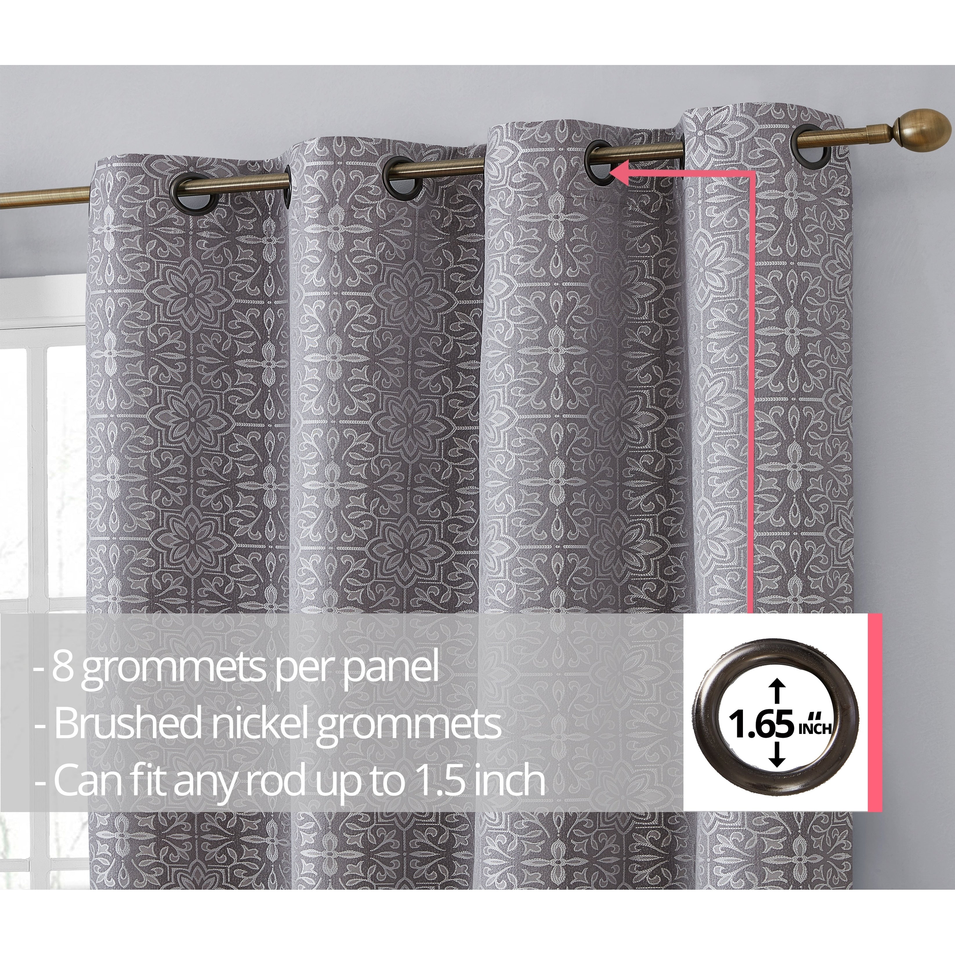 HLC.me Mia Tile 100% Complete Blackout Thermal Insulated Heat/Cold/UV Blocking Grommet Curtain Panels - Pair