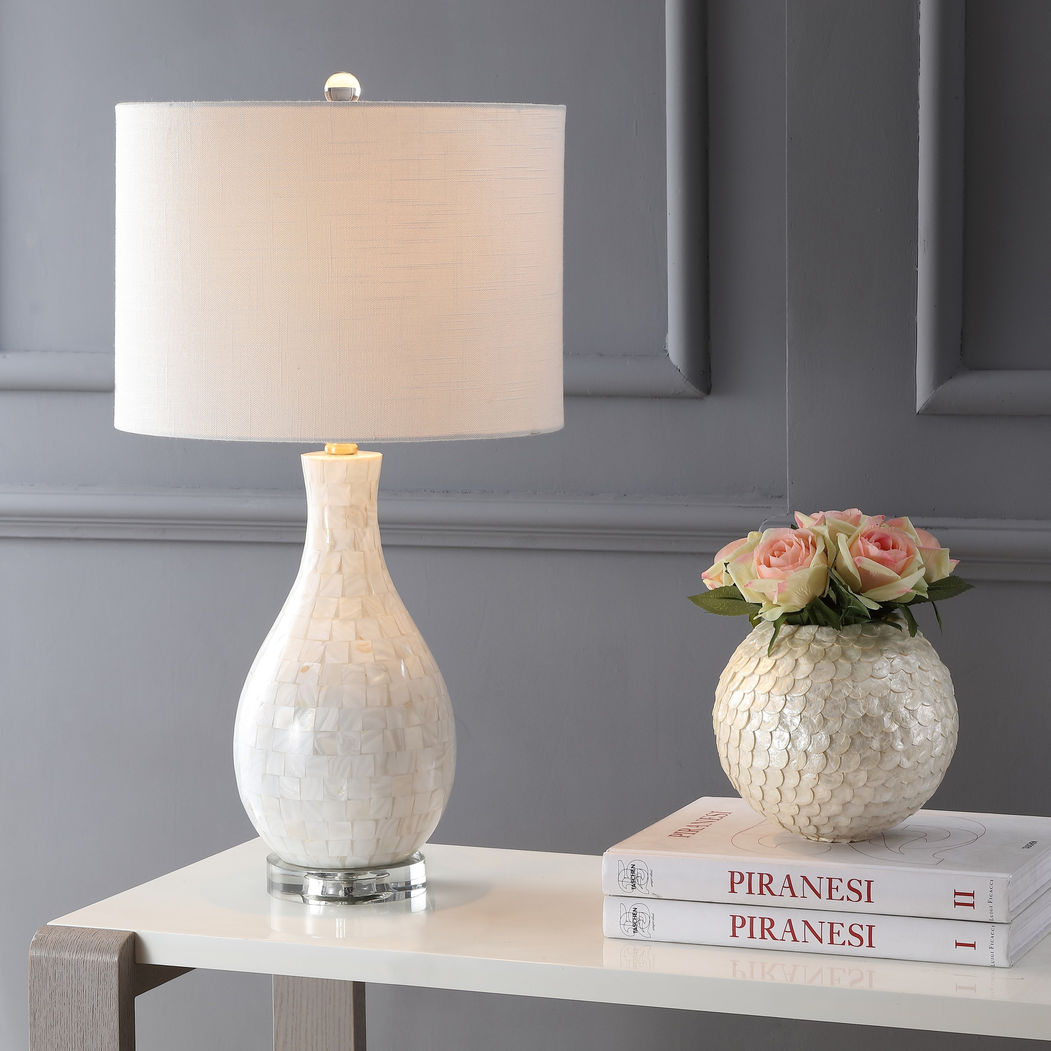 Cannon 26.5 Seashell LED Table Lamp, White by JONATHAN Y