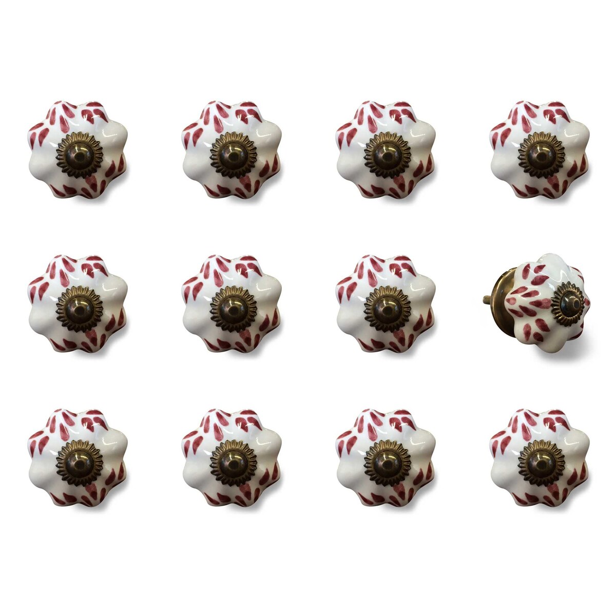 1.5 X 1.5 X 1.5 White Burgundy And Copper Knobs 12 Pack