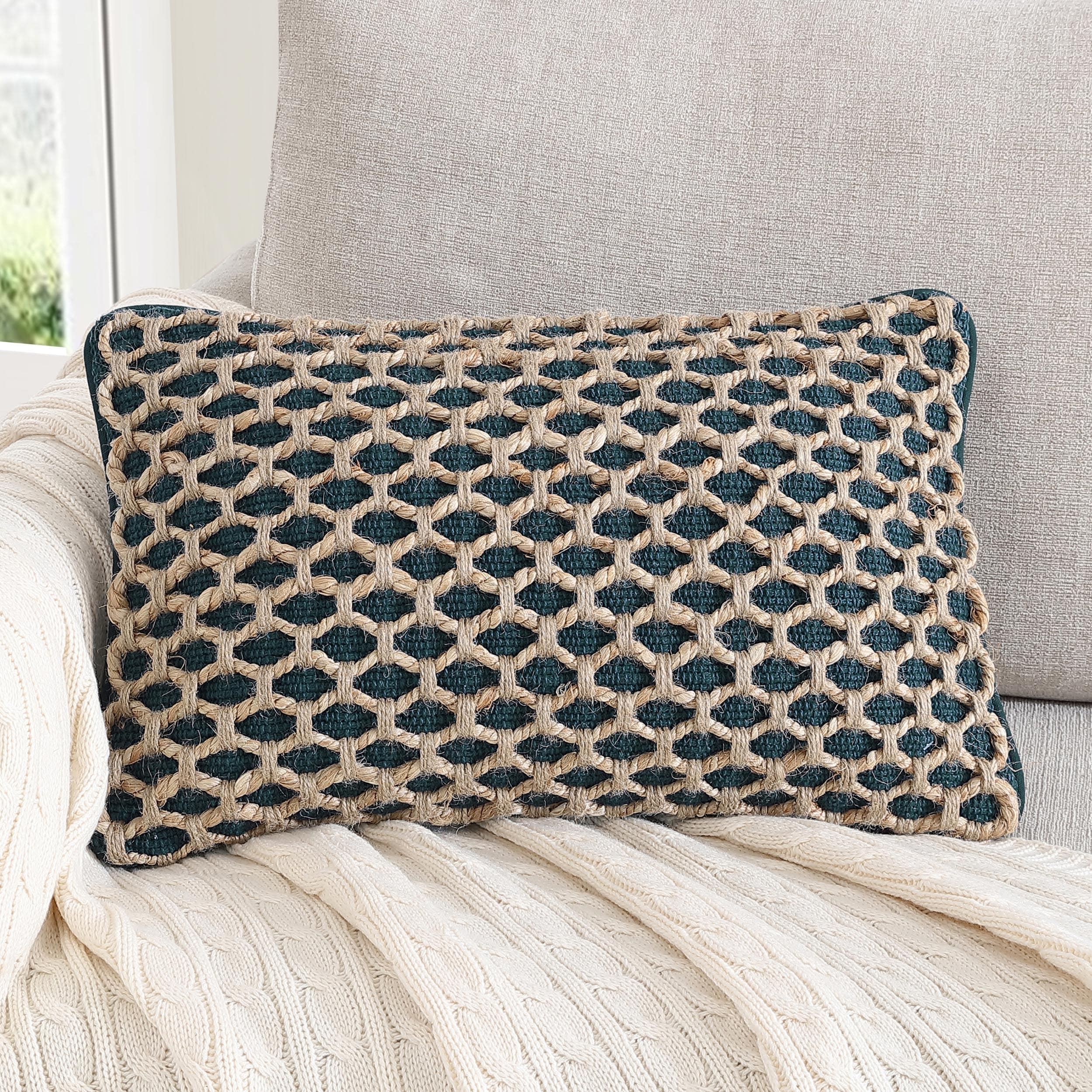 Boho Living Jada Braided Cotton/Jute Throw Pillows