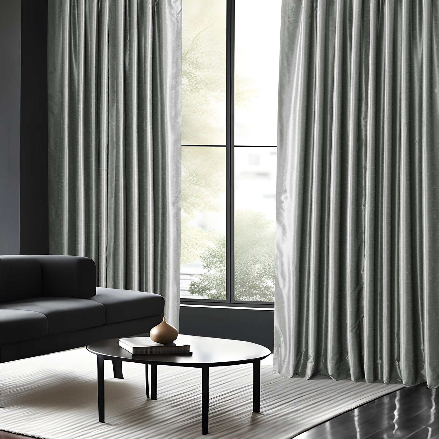 Exclusive Fabrics Solid Vintage Textured Faux Dupioni Silk Pleated Blackout Curtain (1 Panel)