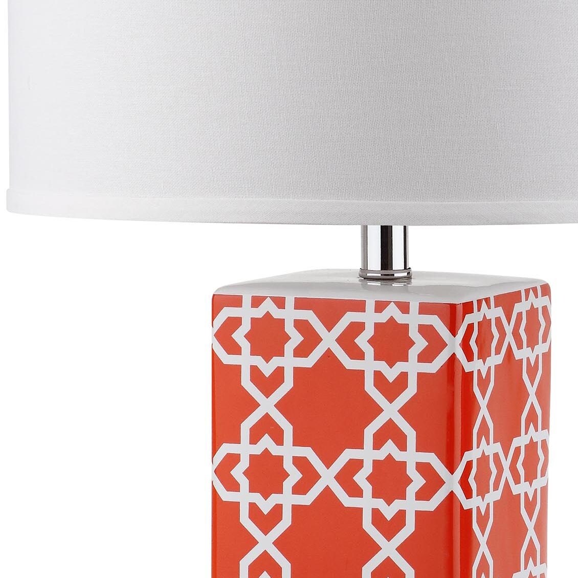 SAFAVIEH Lighting Nichelle 27-inch Navy Quatrefoil Table Lamp (Set of 2) - 15Wx15Dx27H