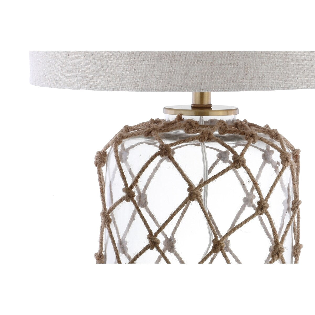 Joseph 26.5 Glass and Rope LED Table Lamp, Brown/Clear by JONATHAN Y