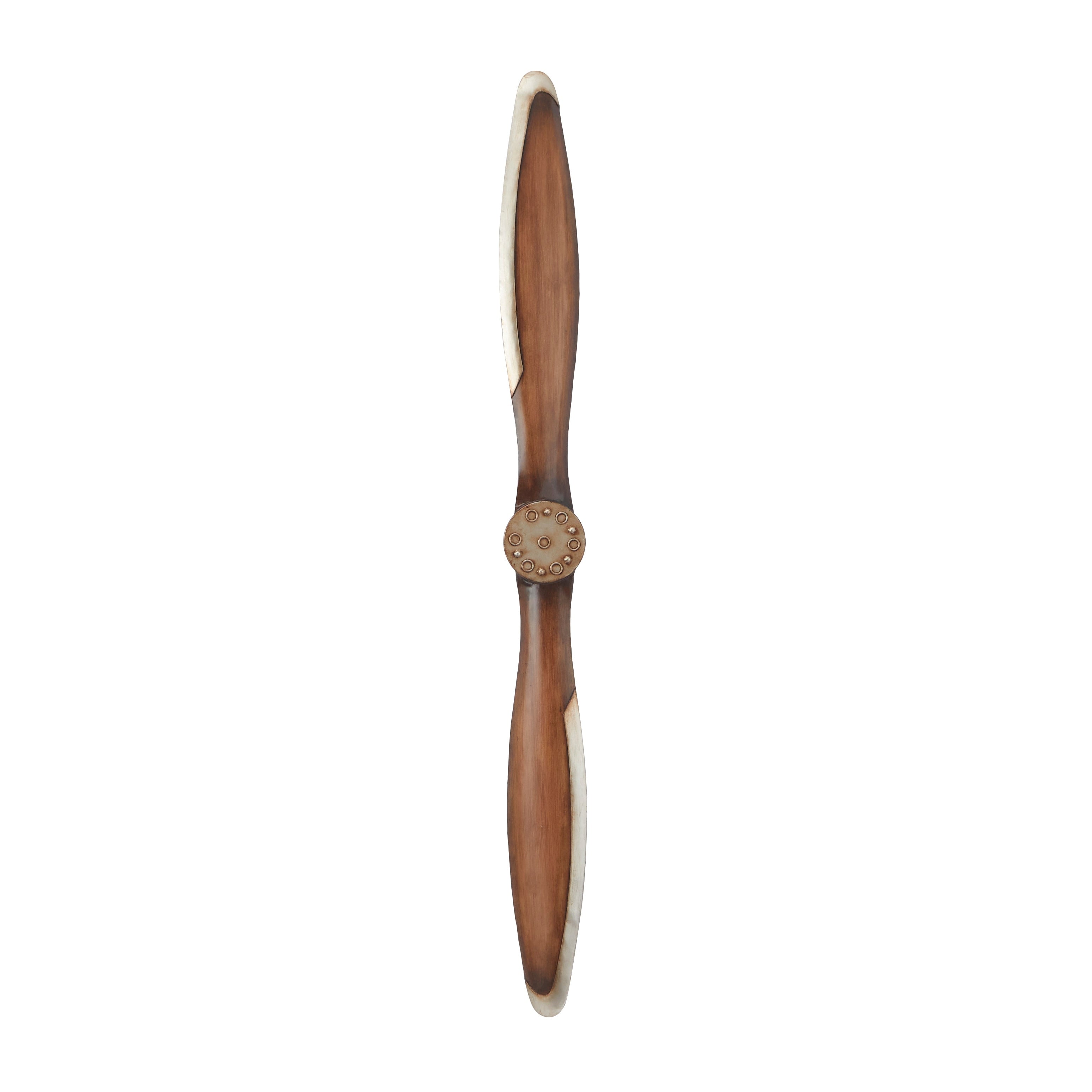 Vintage Brown Metal 2 Blade Airplane Propeller Wall Decor with Aviation Detailing