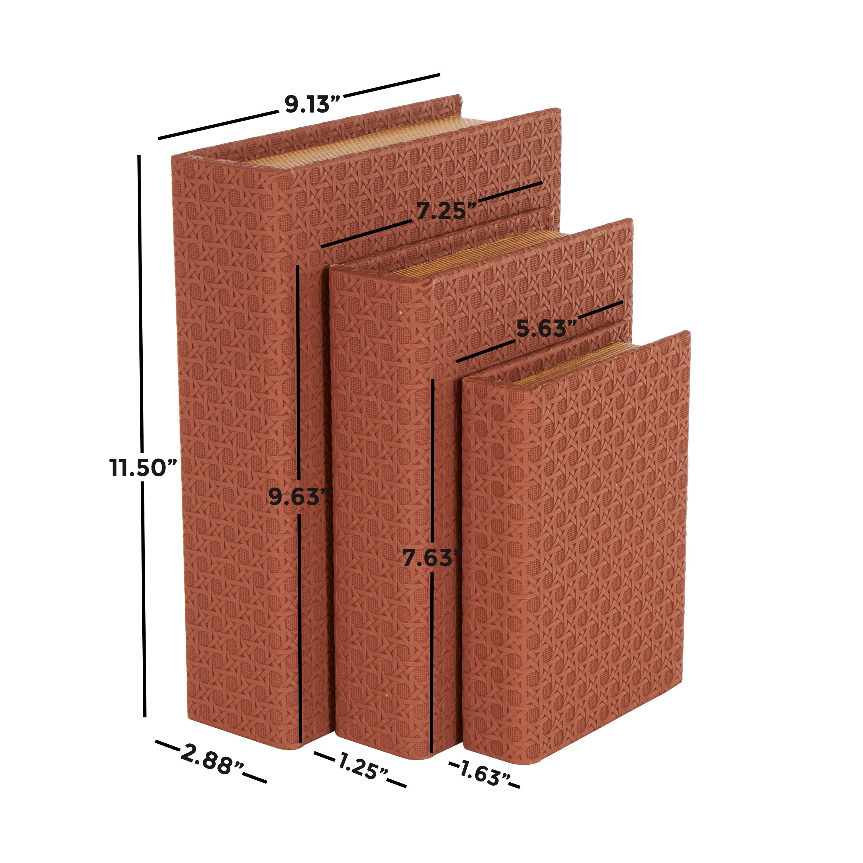 Cream, black, Copper or Brown Faux Leather Book Shaped Box (Set of 3)