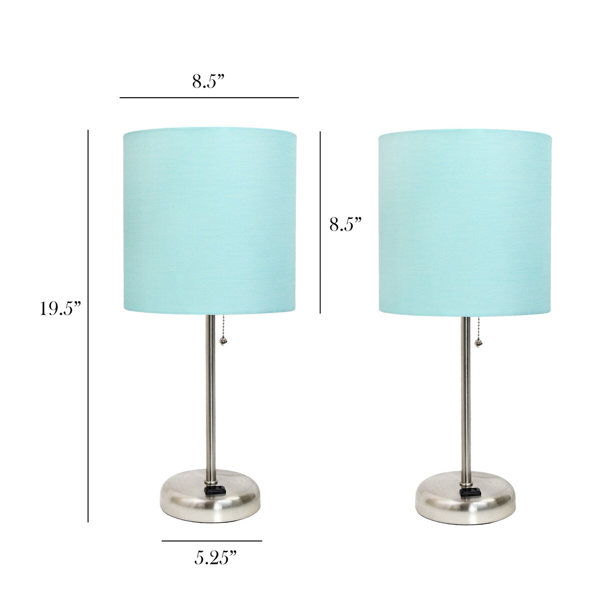 Simple Designs 19.5 2 Pack Table Desk Lamp Set with Charging Outlet - 19.50