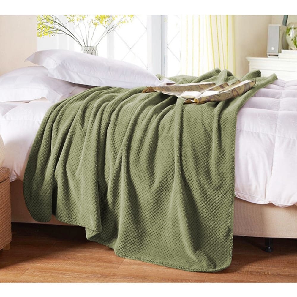 Soft Fleece Blanket Warm Throw Swaddle Blanket Waffle Textured 300GSM