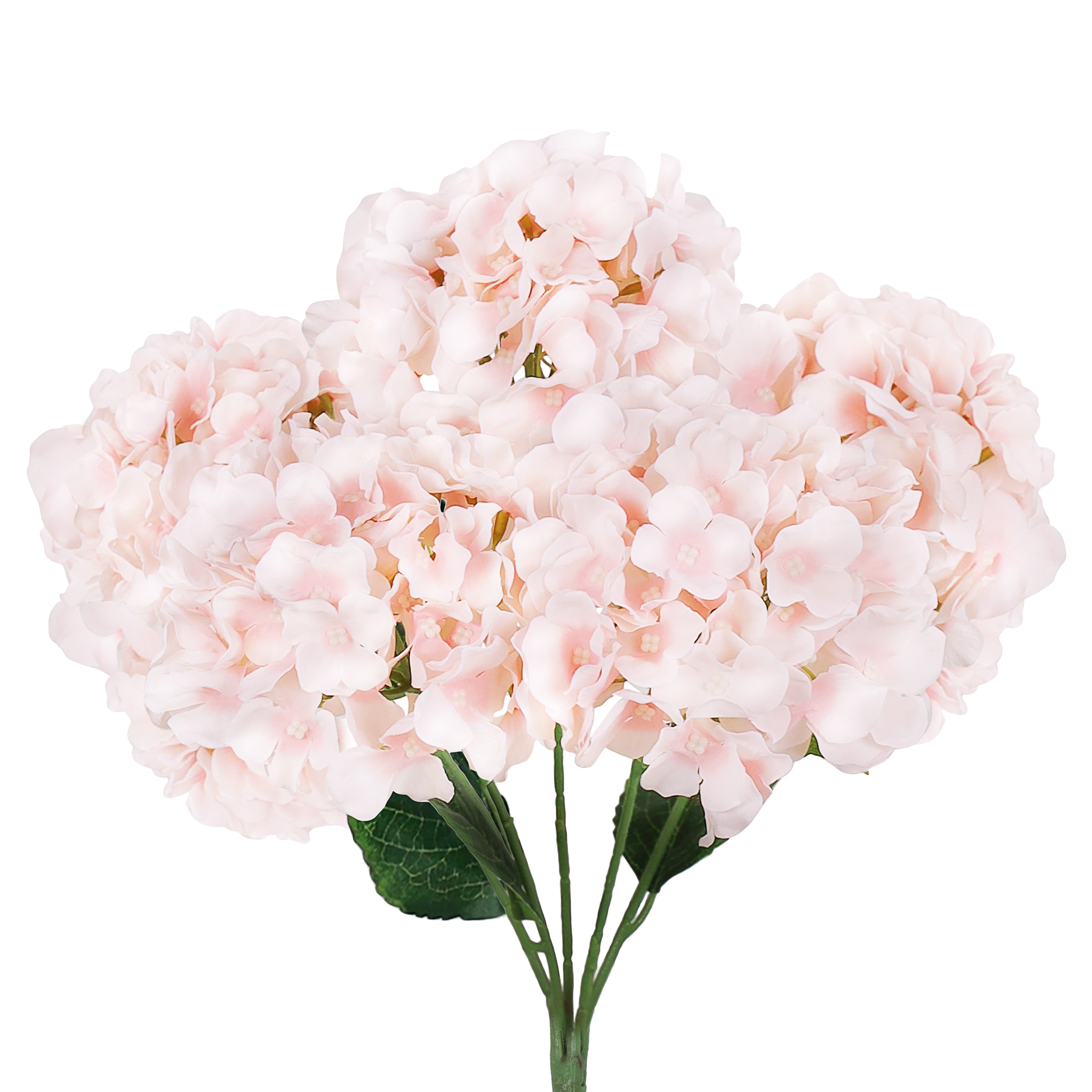 Set of 2 Deluxe Blush Pink Artificial Hydrangea Flower Stem Bush Bouquet 19in - 19 L x 11 W x 11 DP - 19 L x 11 W x 11 DP