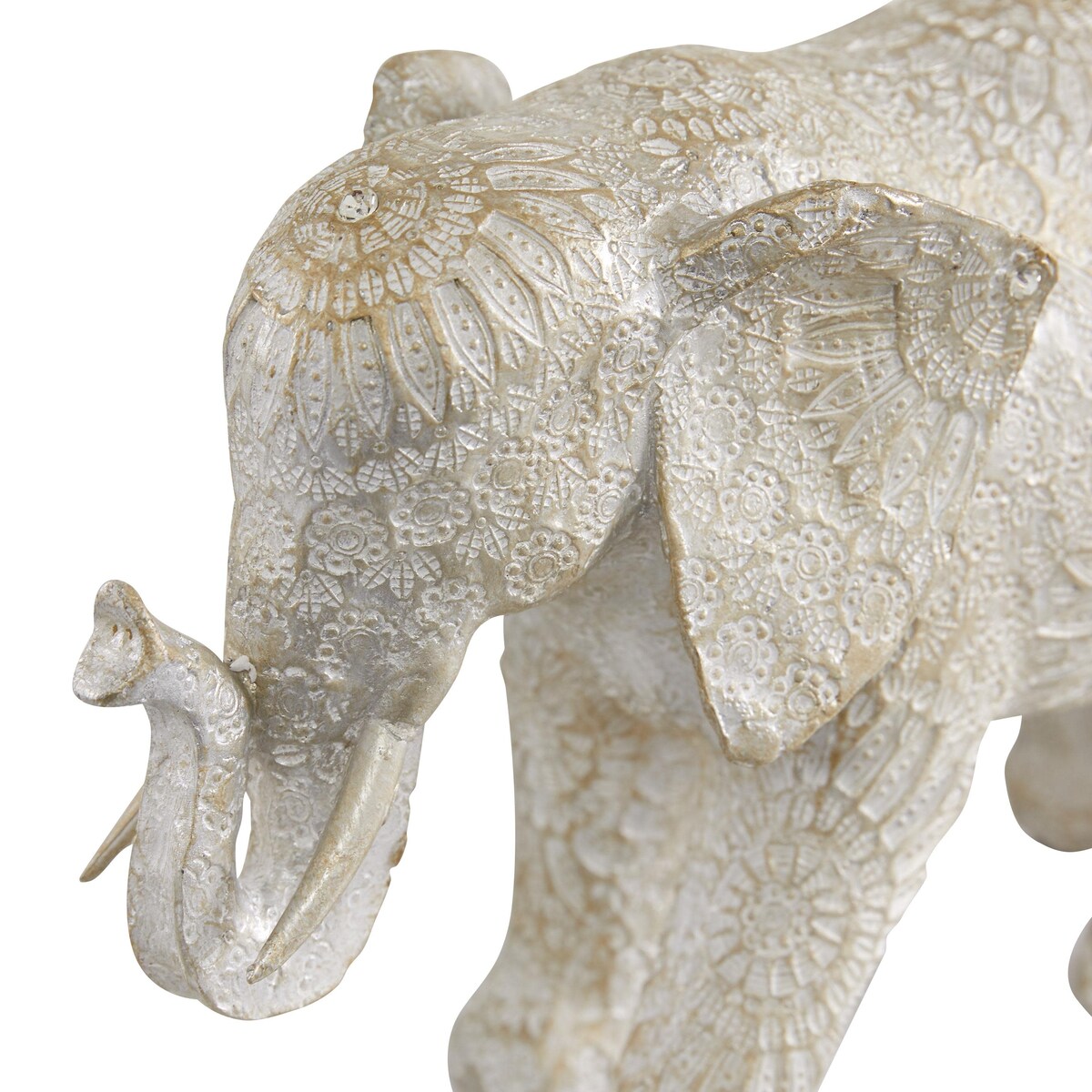 Polystone Elephant Decorative Sculpture - White - Roche River Decor