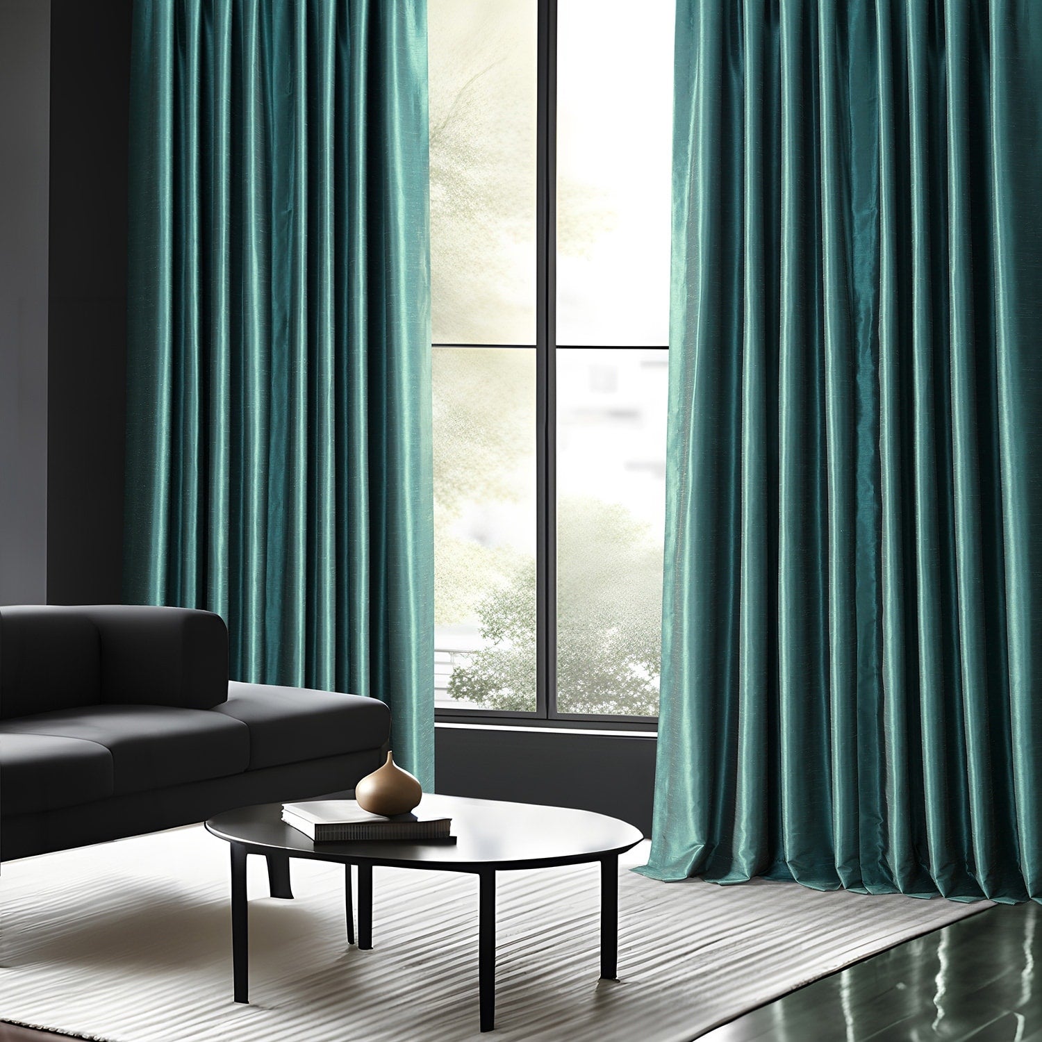 Exclusive Fabrics Solid Vintage Textured Faux Dupioni Silk Pleated Blackout Curtain (1 Panel)