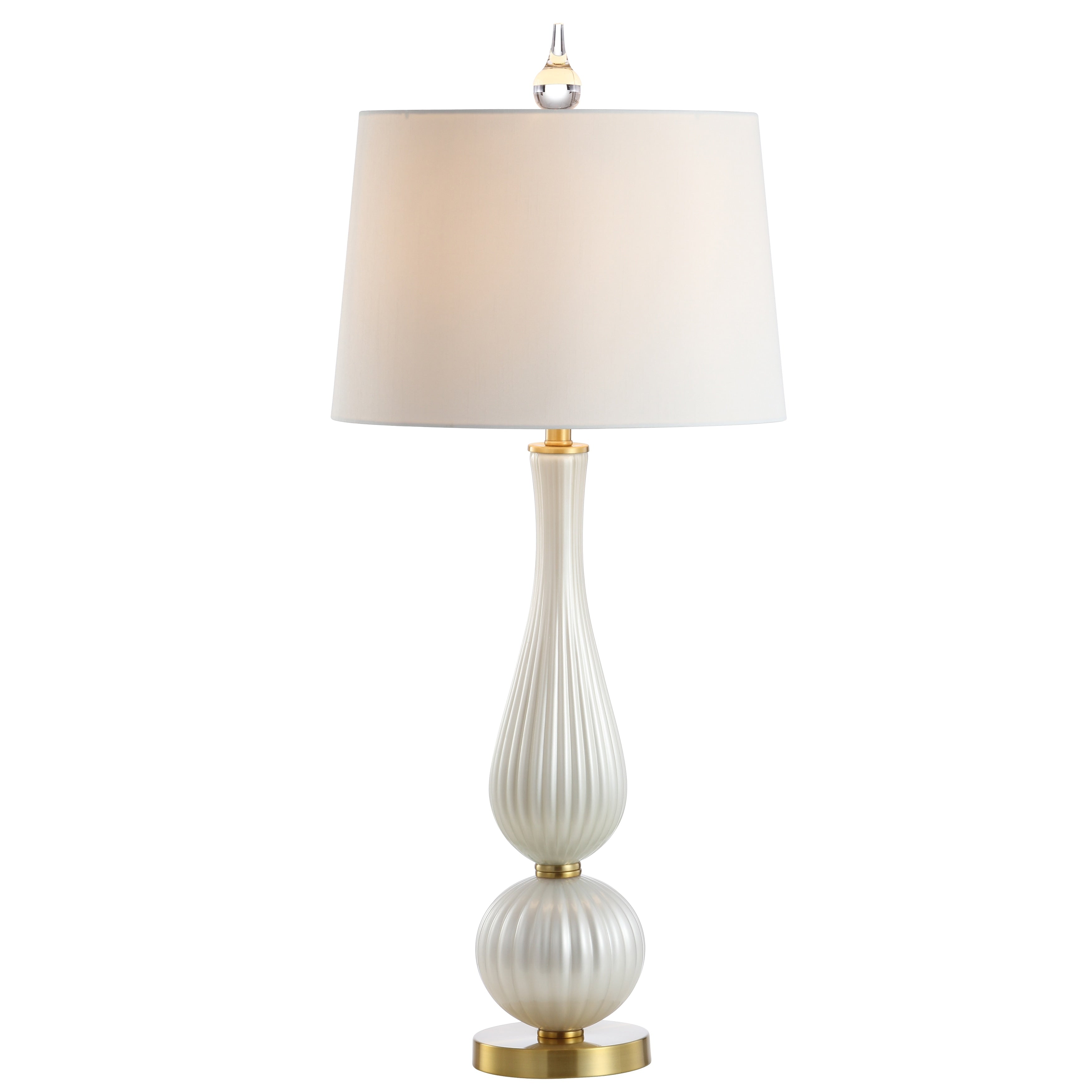 Maddie 33.7 Glass LED Table Lamp, White by JONATHAN Y