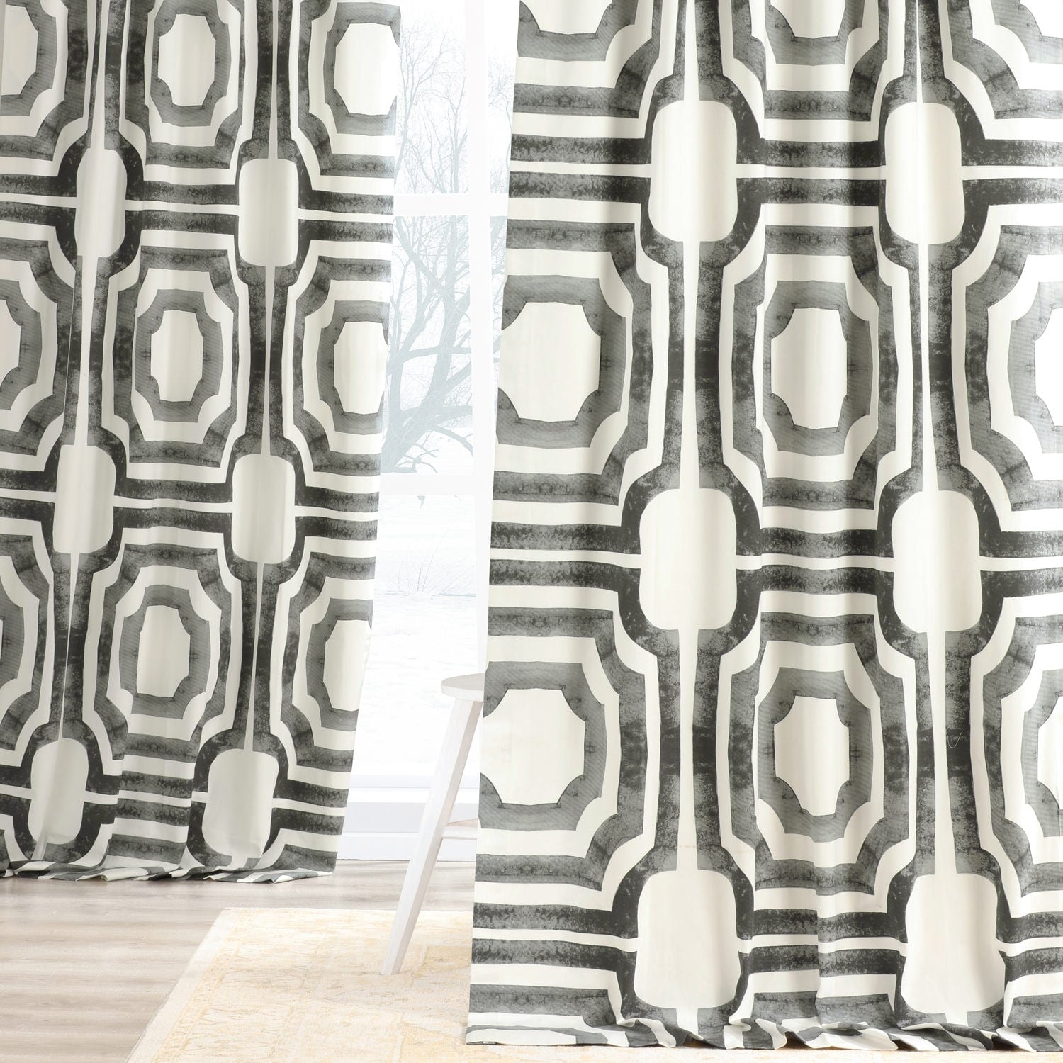 Exclusive Fabrics Modern Geometric Room Darkening Cotton Window Curtains (1 Panel)