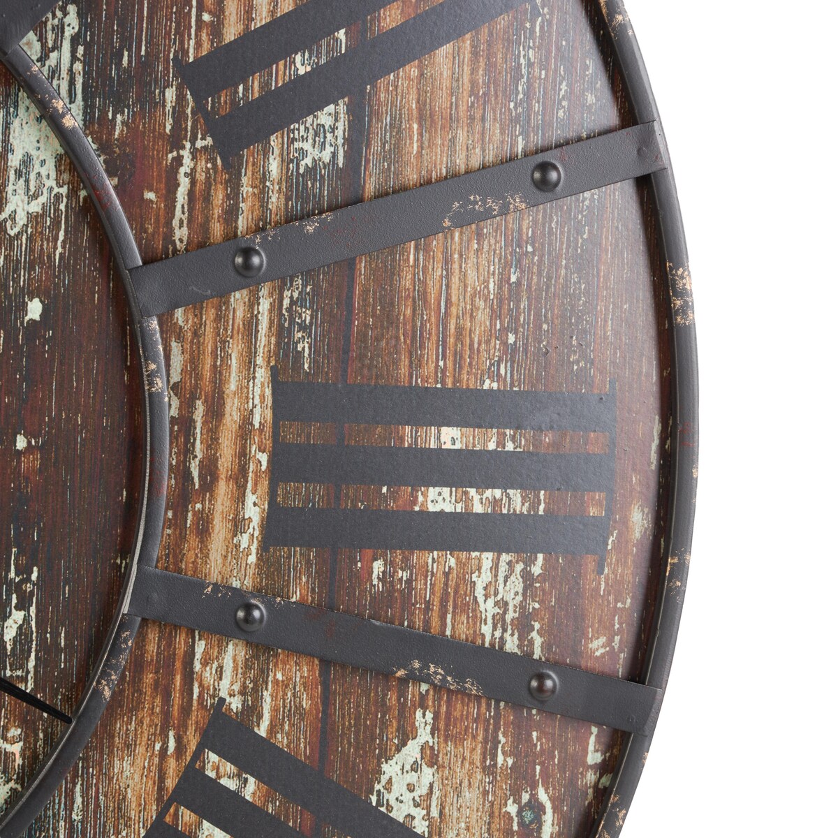 Wooden Decorative Wall Clock with Black Accents - Brown - Roche River Decor