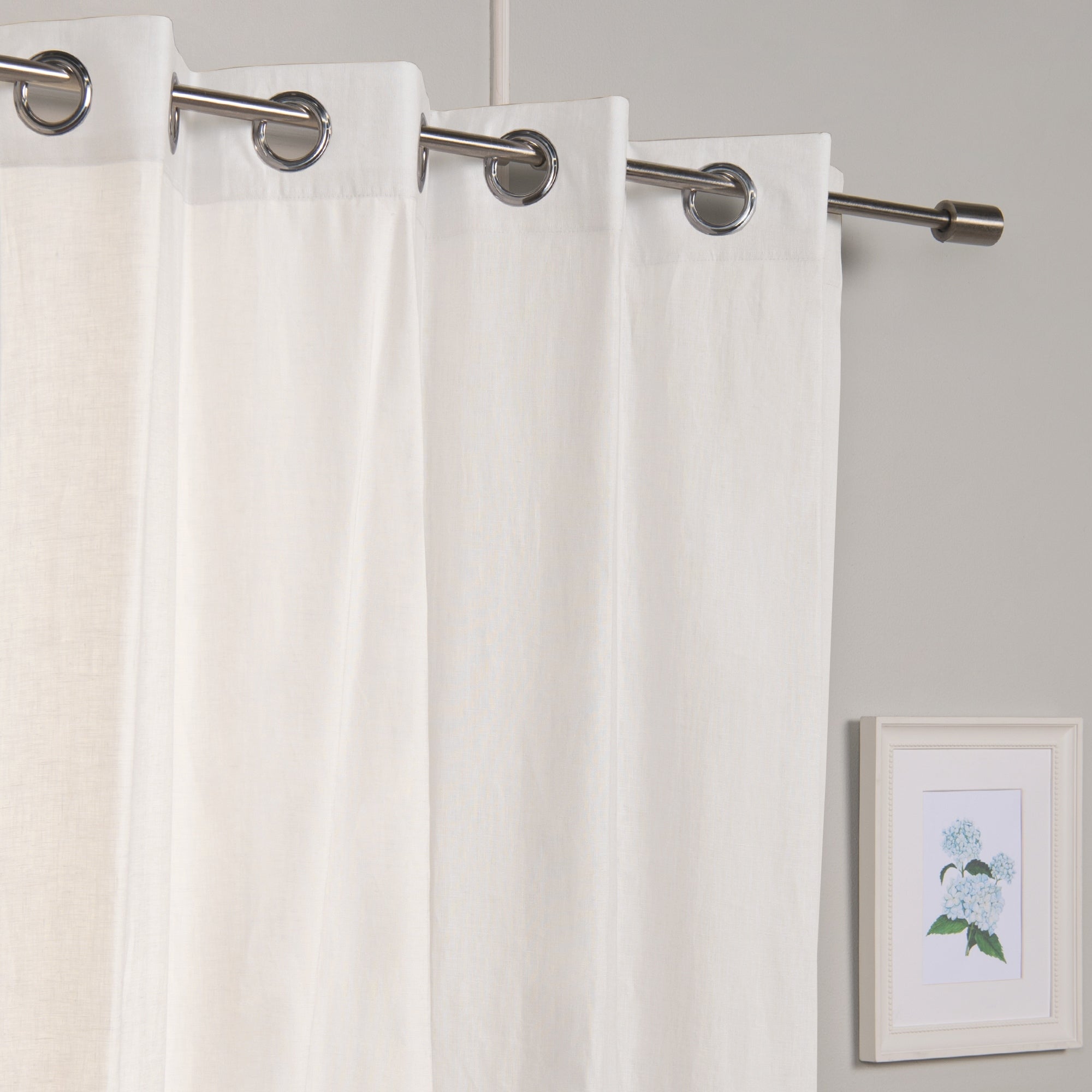 Aurora Home 100% Linen Silver Grommet Curtain Set