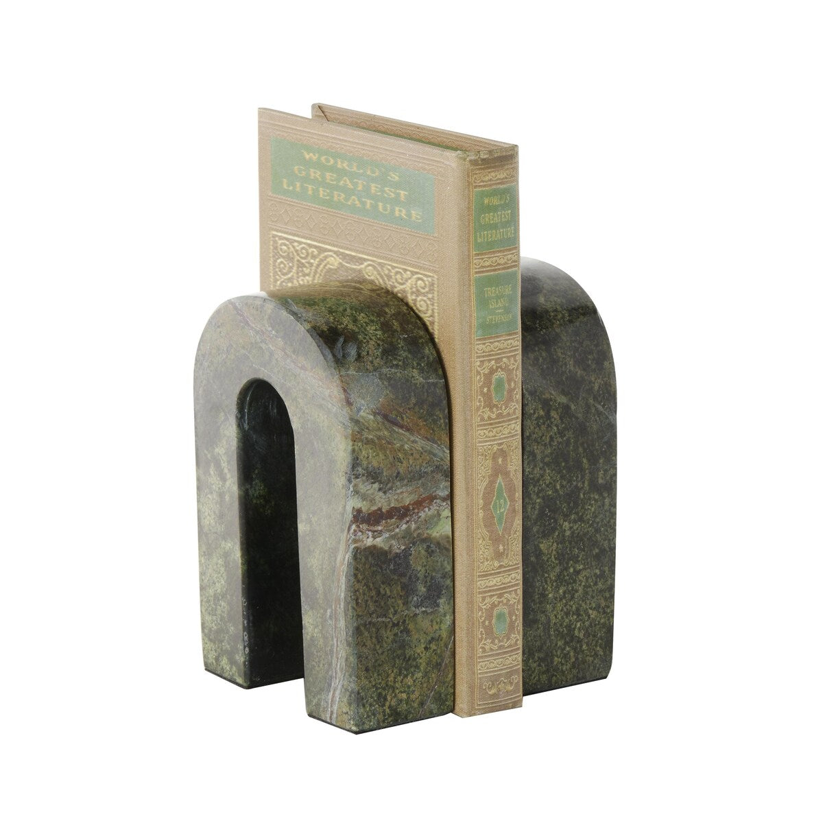 Marble Minimalistic Arched Decorative Bookends - Set of 2 Green - Roche River Decor