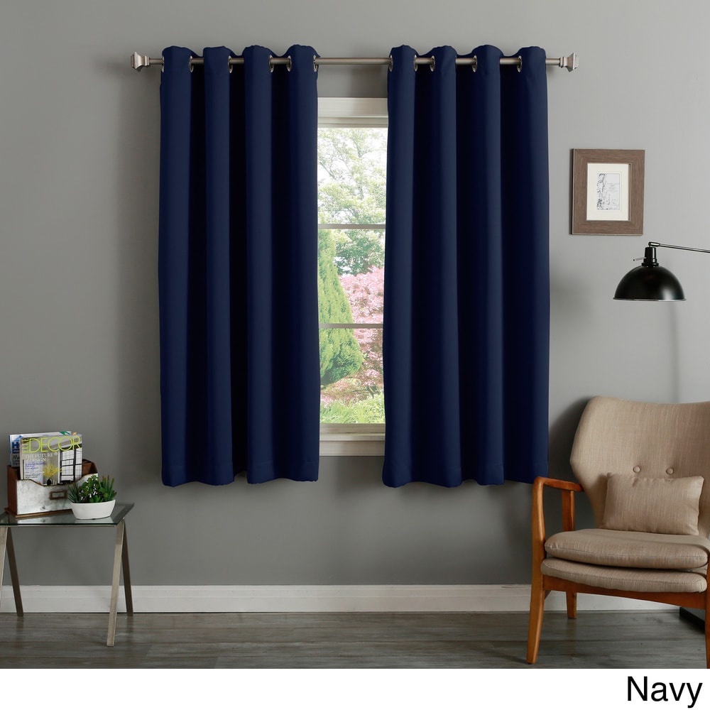 Aurora Home Silver Grommet Top 63-inch Blackout Curtain Pair - 52 x 63 - 52 x 63