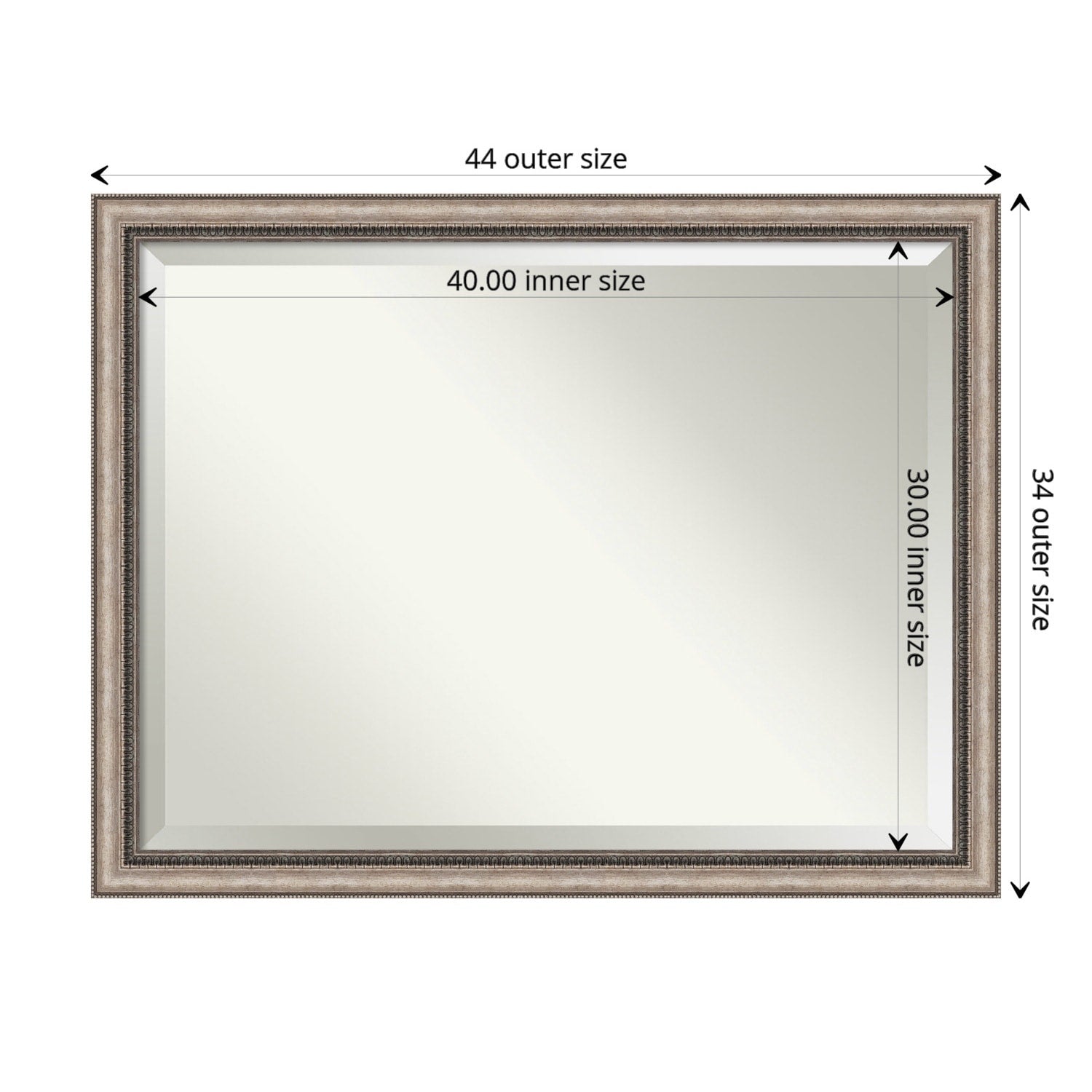 Beveled Bathroom Wall Mirror - Lyla Ornate Silver Frame - Lyla Ornate Silver