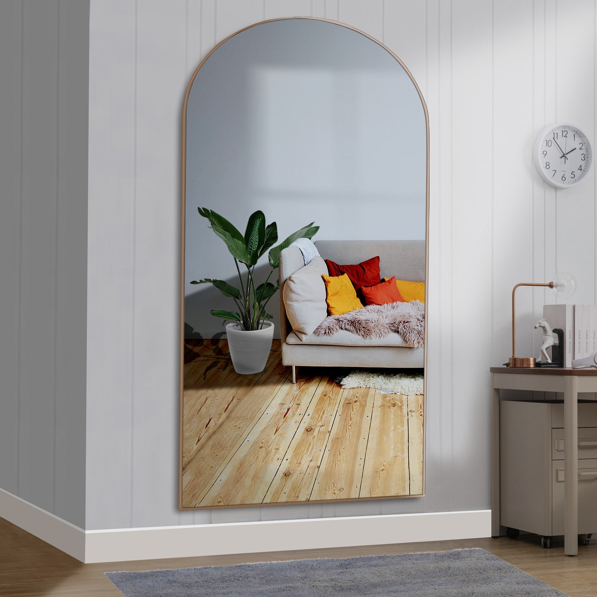 Modern Large Arched Mirror Full Length Floor Mirror with Stand