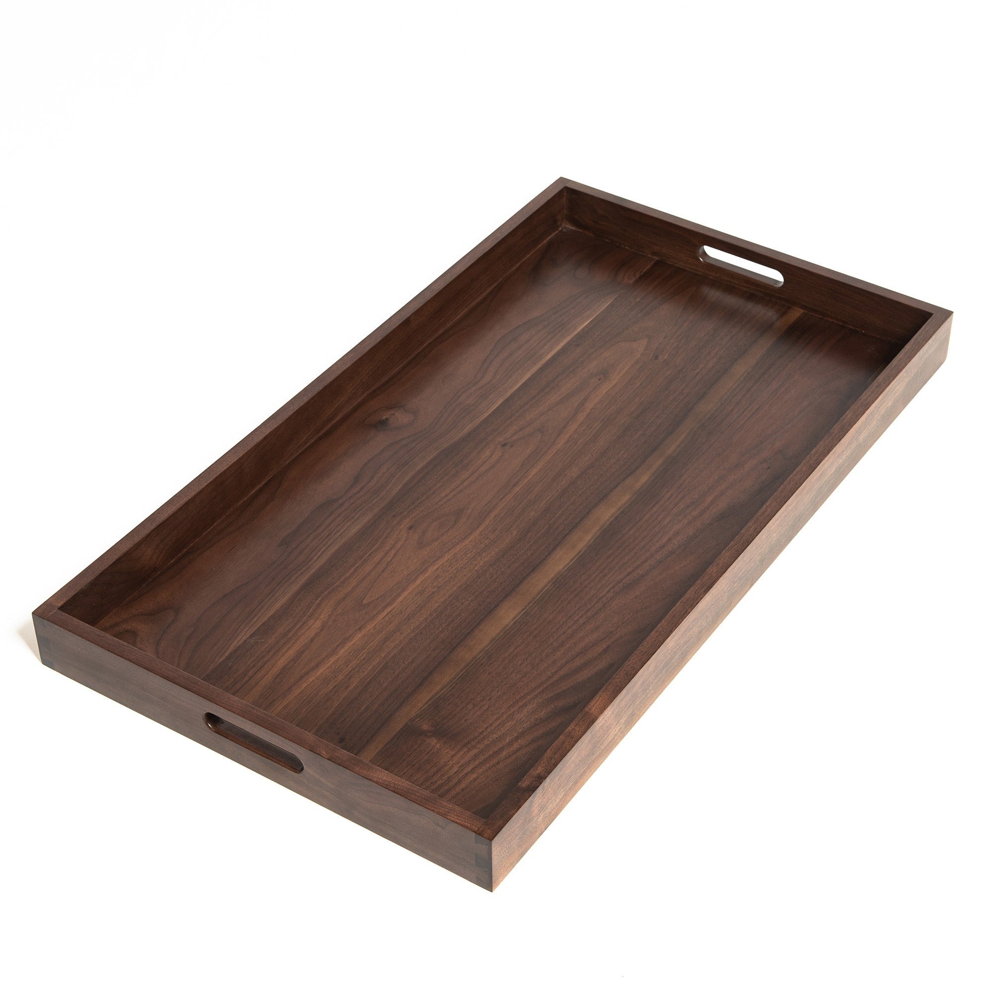 Rectangle Black Walnut Wood Serving Tray Ottoman Tray