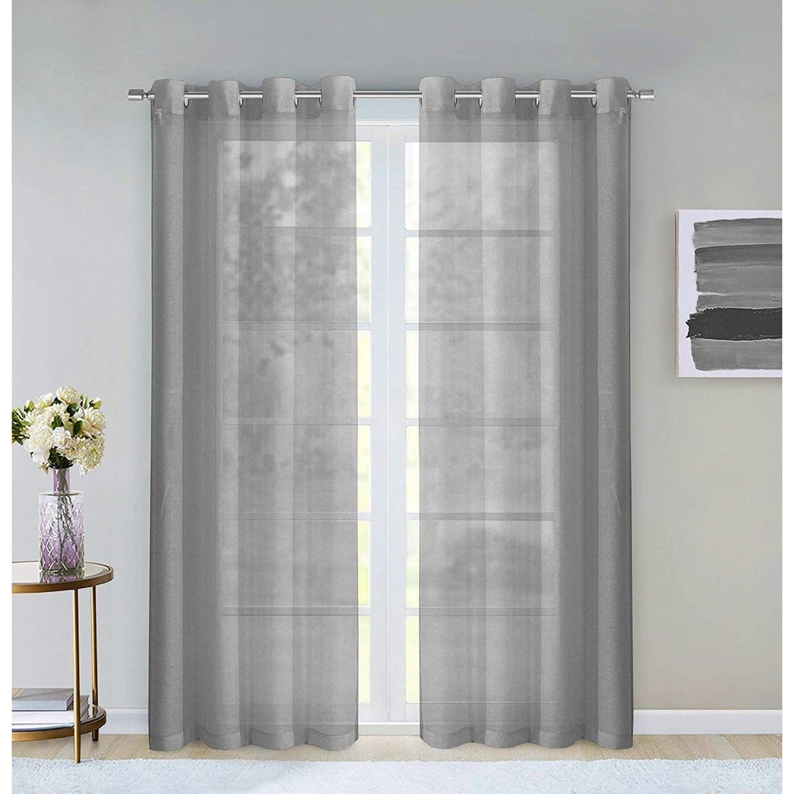 Dainty Home Malibu Extra Wide Curtains Solid Sheer Window Curtain Panel Pair